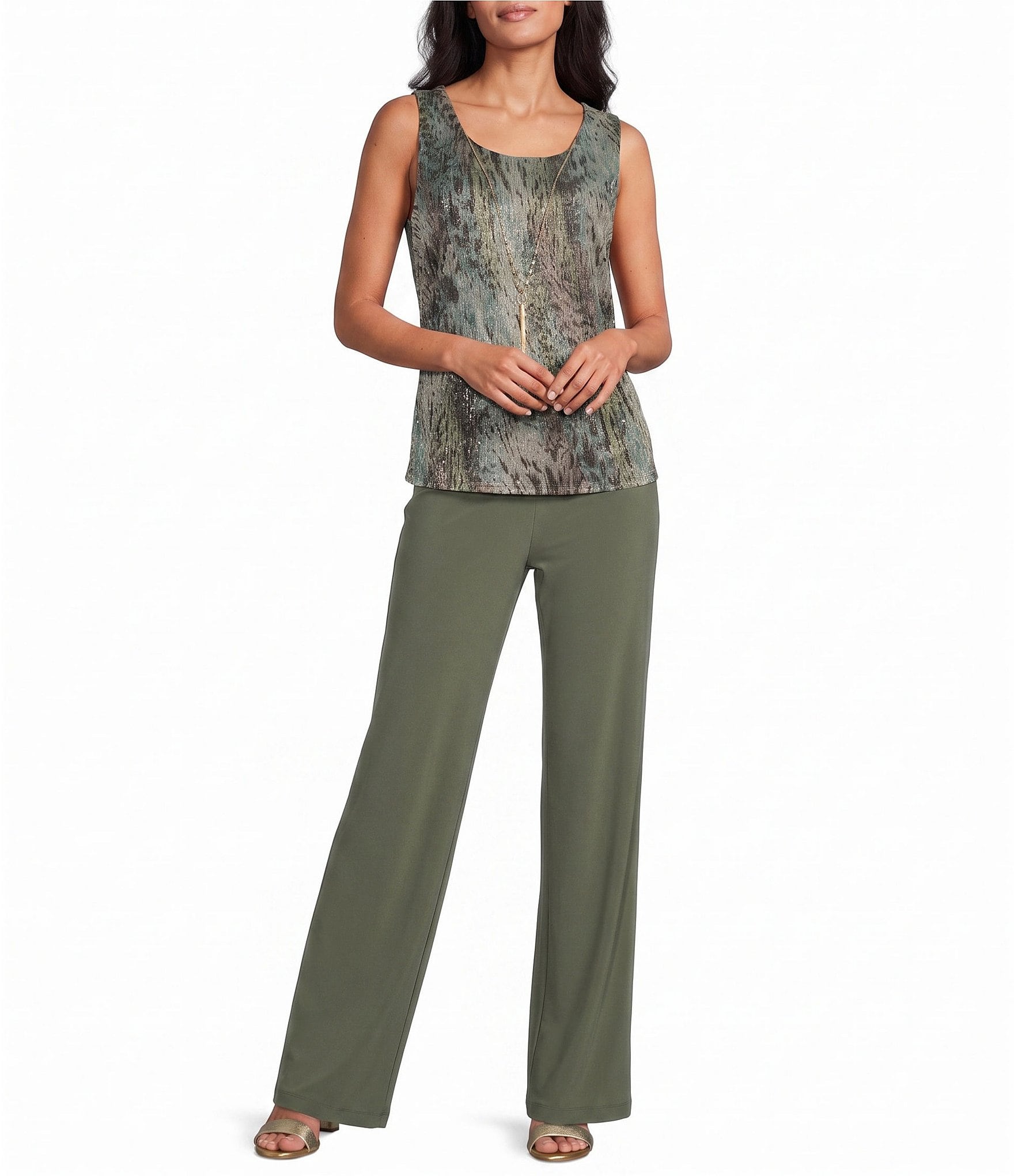 R & M Richards Animal Print Metallic Crinkle Duster 3 Piece Set
