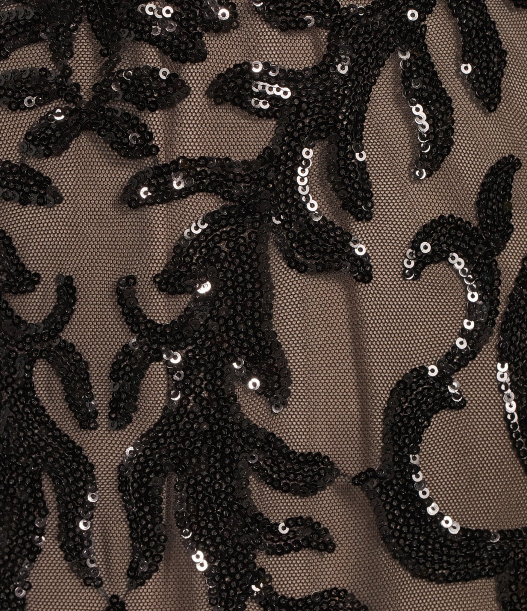 R & M Richards Embroidered Sequin Power Mesh V-Neck 3/4 Sleeve Godet Skirt Gown