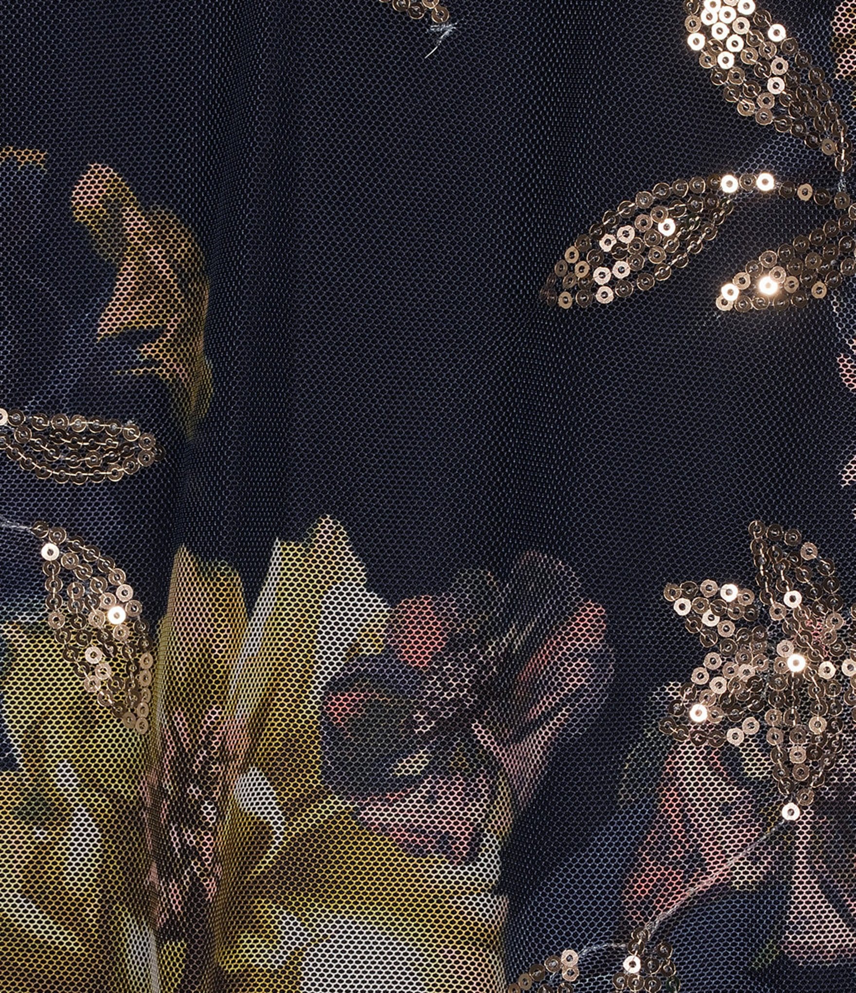 R & M Richards Floral Sequin Metallic Print Mesh Jacket Solid ITY Pant 3-Piece Pantsuit