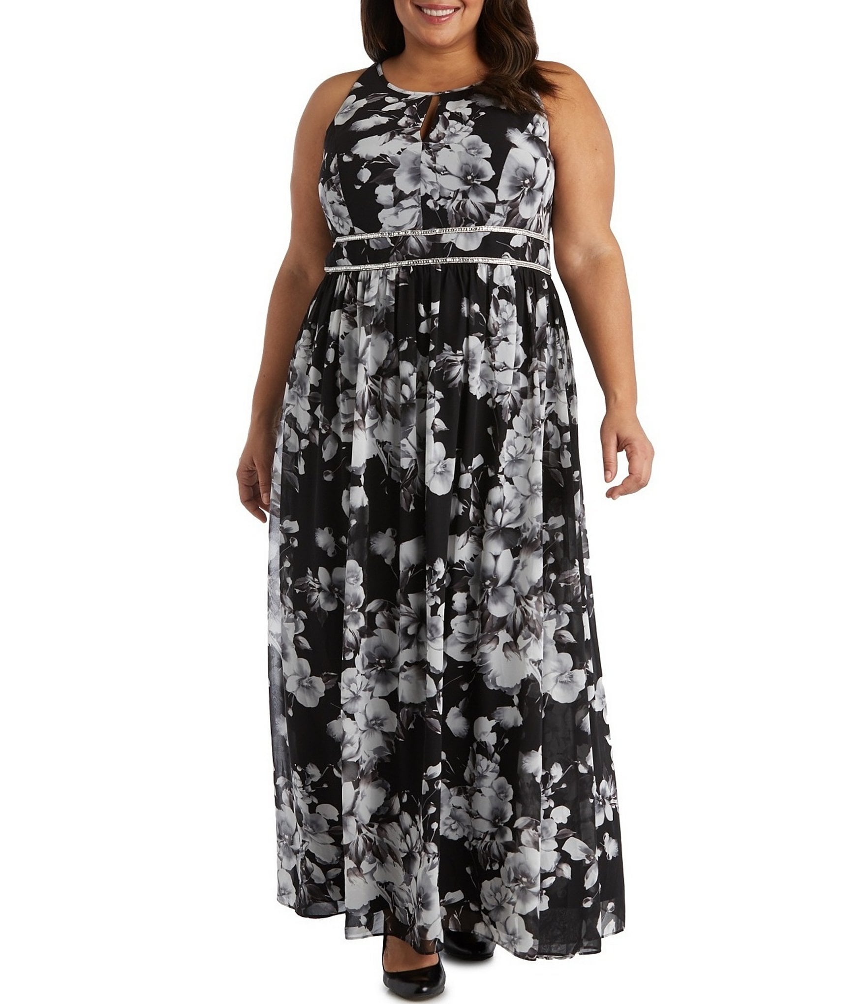 R And M Richards Plus Size Floral Printed Sleeveless Chiffon | Free ...