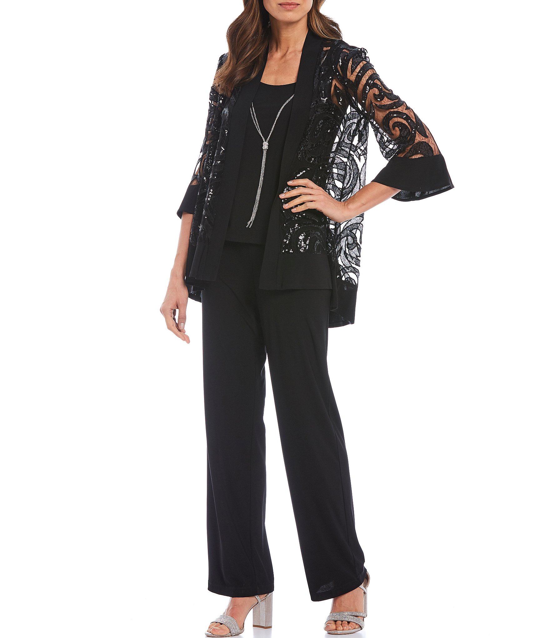 Plus Size Women's Three-Piece Beaded Pant Set by Roaman's in