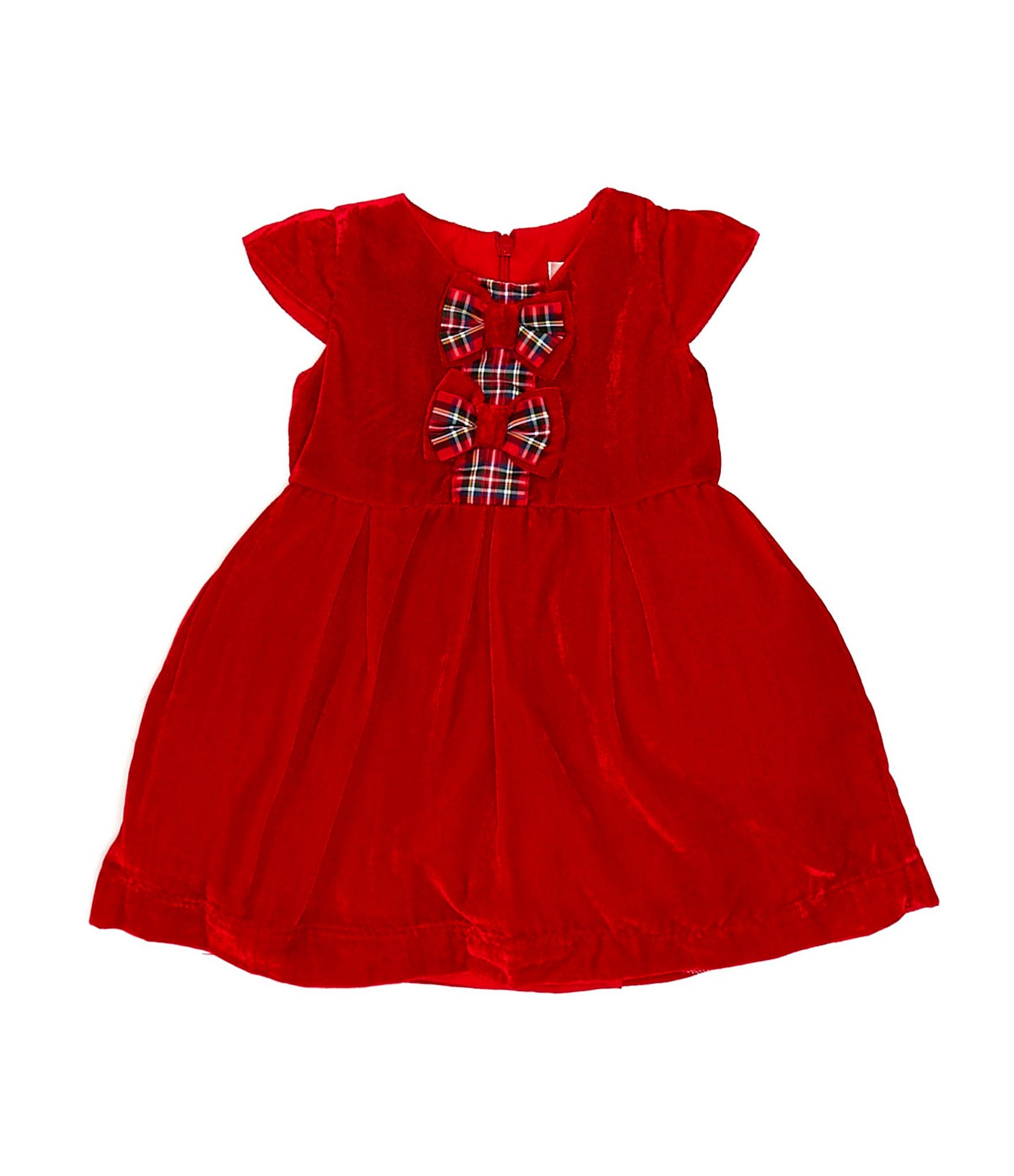 Rachel Riley Baby Girls 6-24 Months Tartan Bow Velvet Cap Sleeve