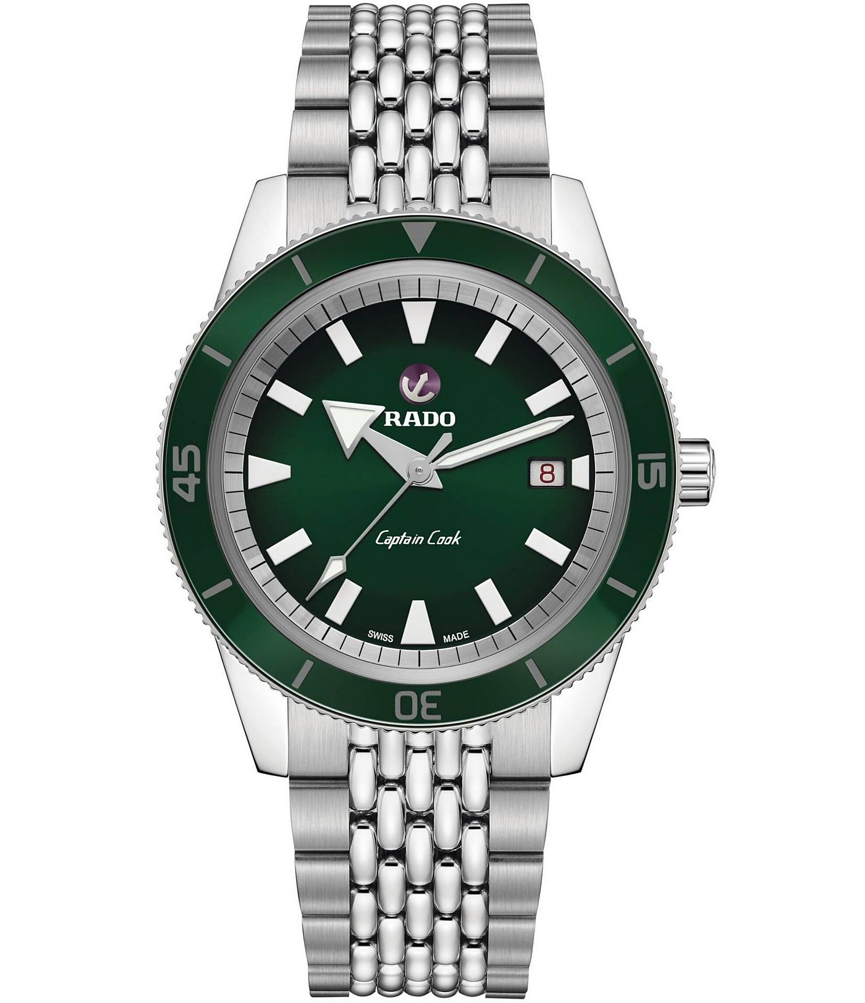 RADO Men's Captain Cook Automatic Green Dial Bracelet Watch