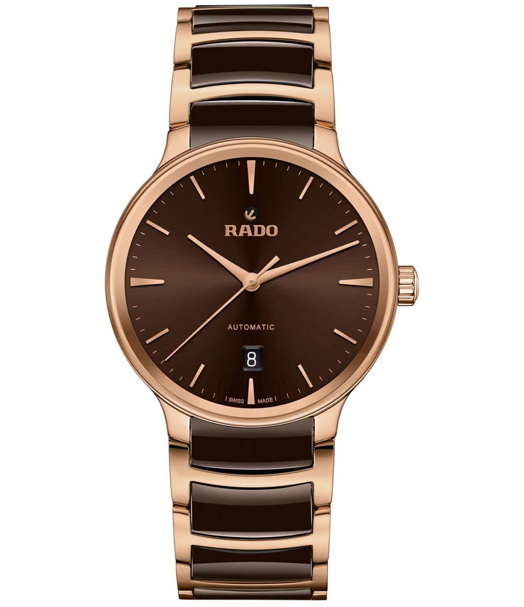 RADO Unisex Brown Dial Centrix Automatic Two Tone Stainless Steel Bracelet Watch