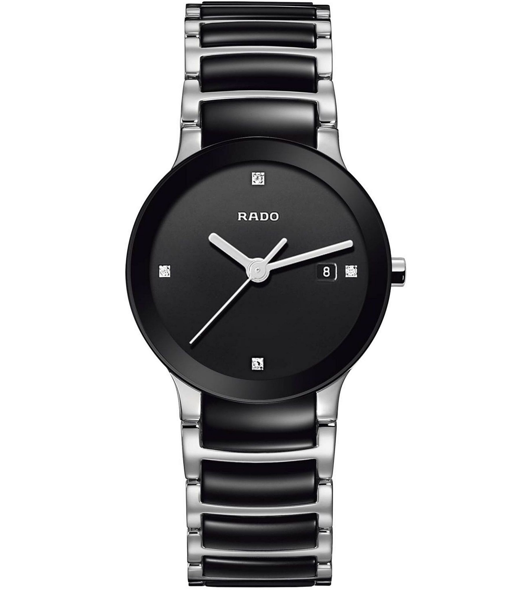 RADO Women's Centrix Diamonds Analog Black Dial Bracelet Watch | Dillard's