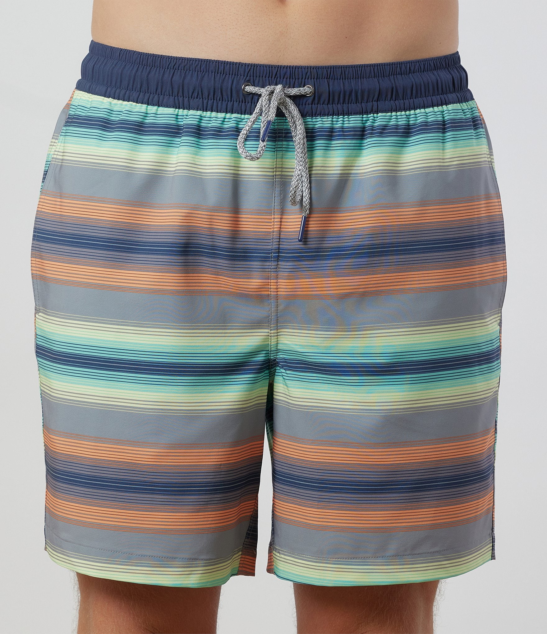 Rainforest Multi Stripe 6#double; Inseam Swim Trunks