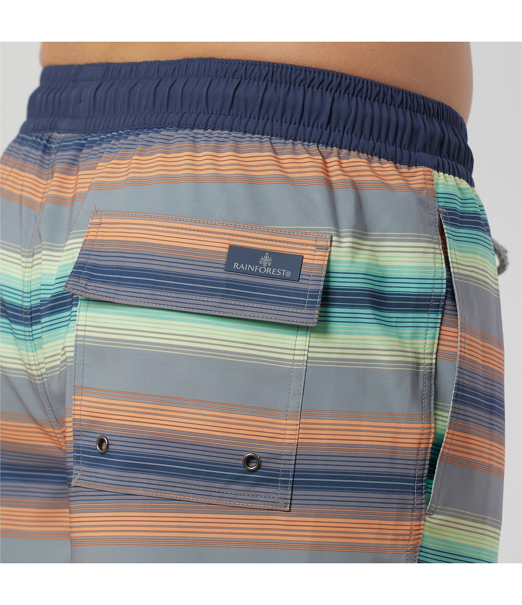 Rainforest Multi Stripe 6#double; Inseam Swim Trunks