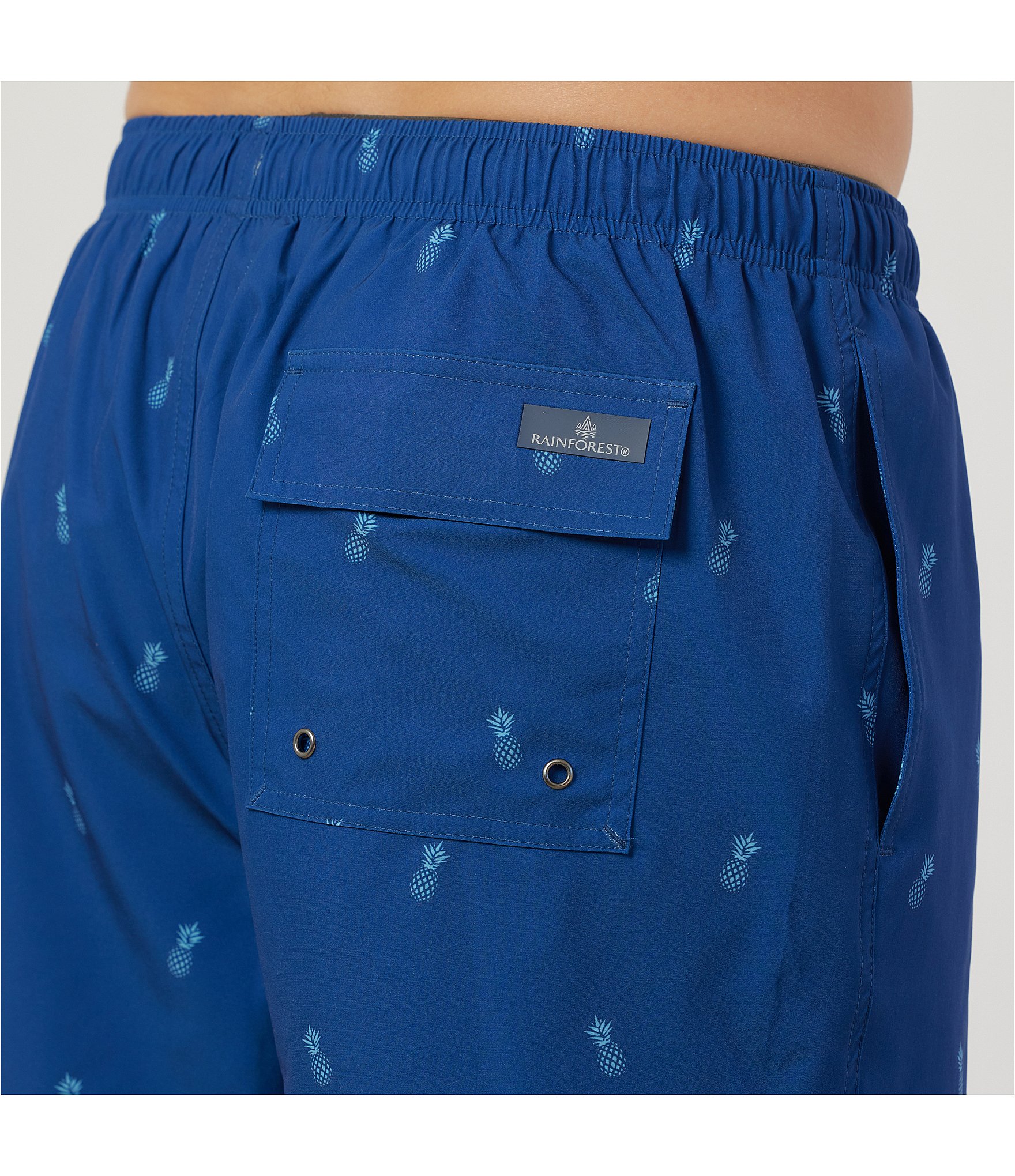 Rainforest Pineapple Print 6#double; Inseam Swim Trunks