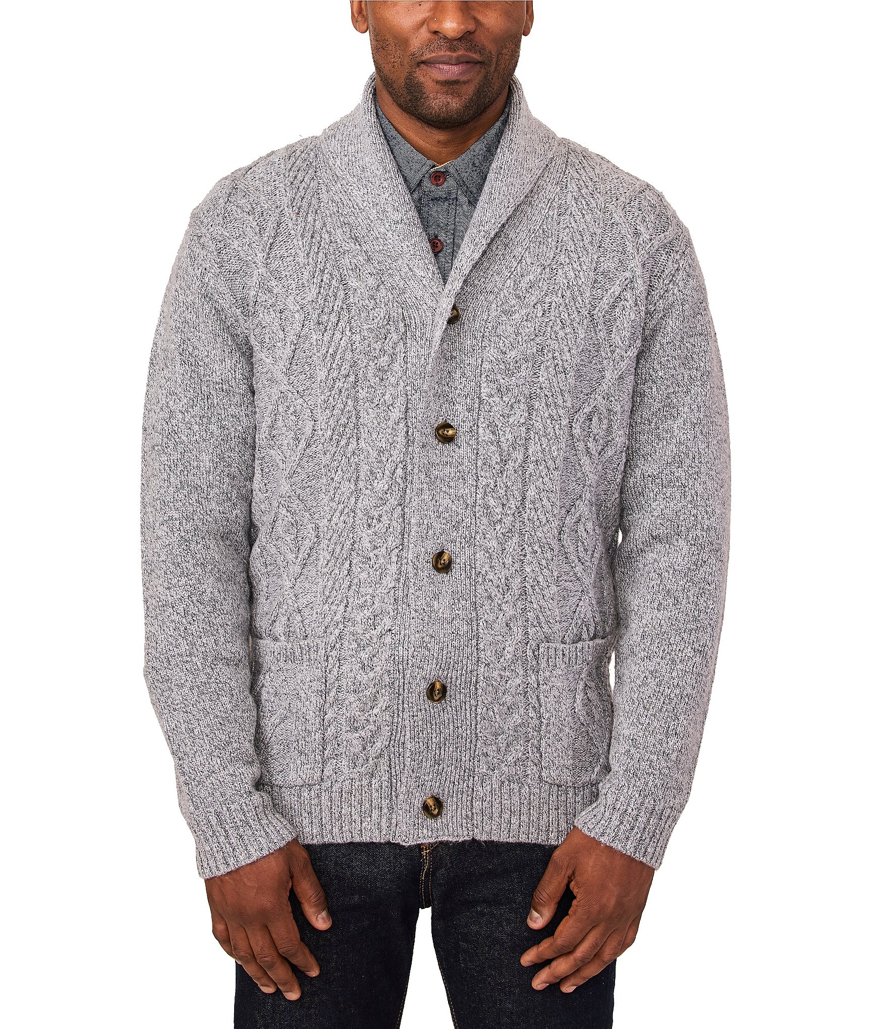 Men's Cable Cardigan w/Pockets-15% Off