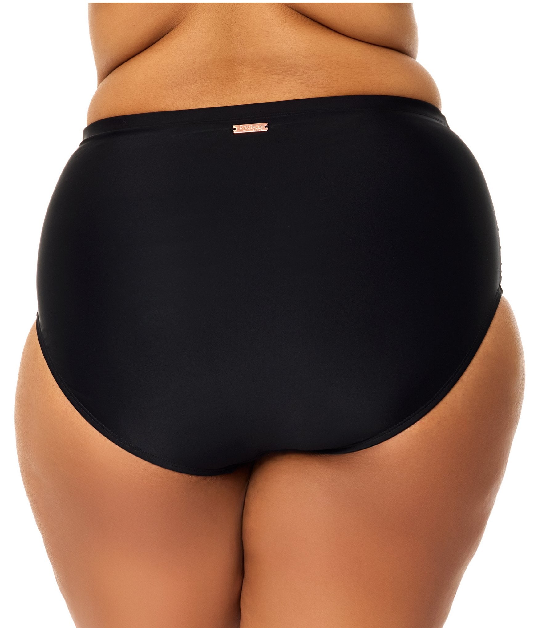 Raisins Curve Plus Size Solid Costa Front Shirring High Waist Swim Bottom