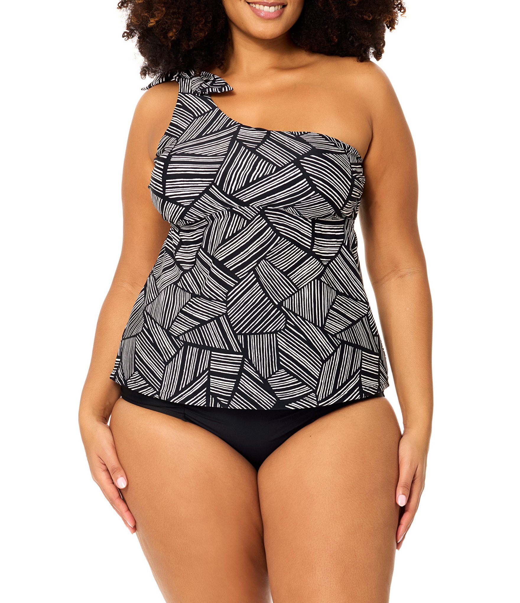 Raisins Curve Plus Size Solid Costa Front Shirring High Waist Swim Bottom