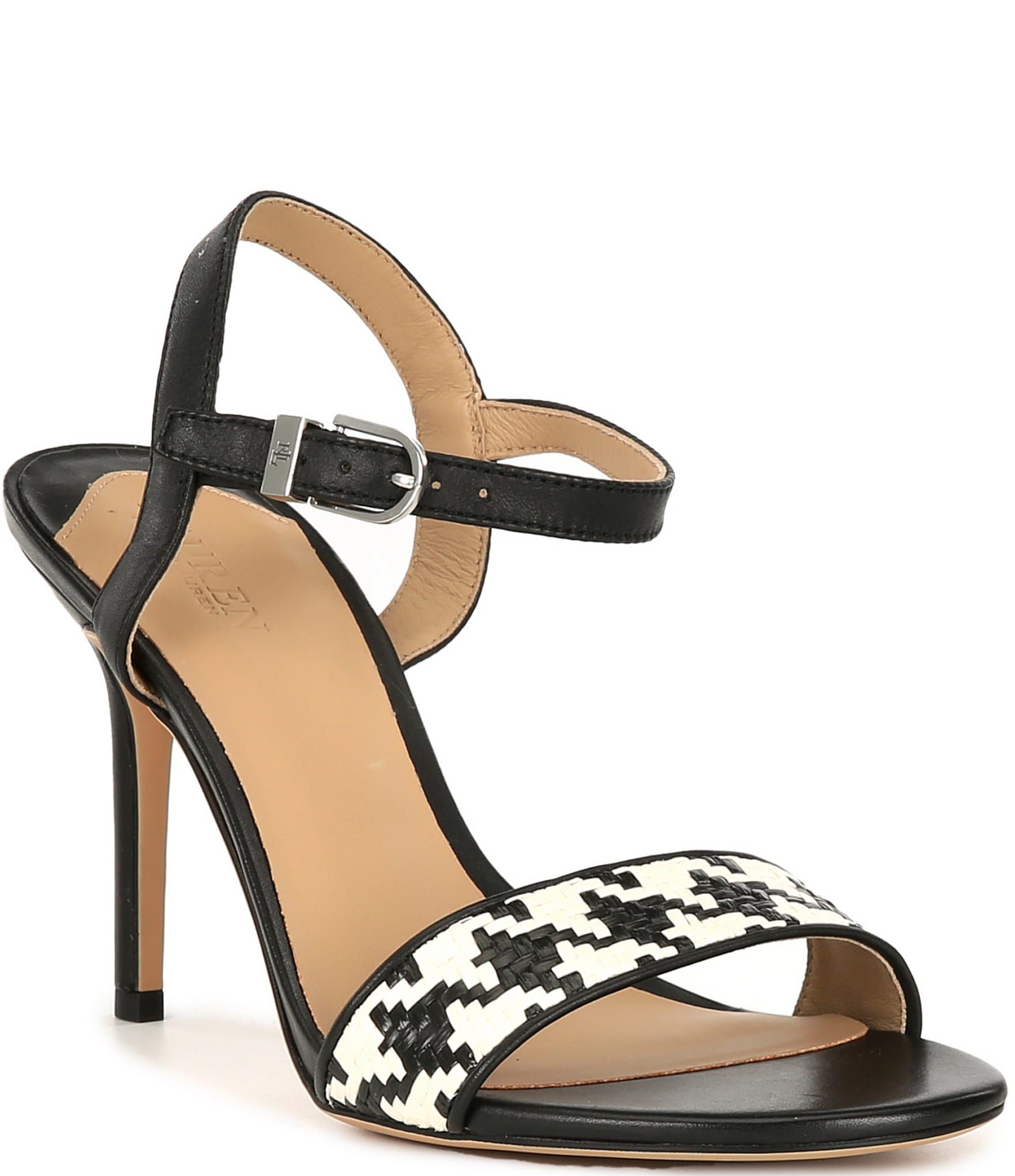 Lauren Ralph Lauren Gwen Houndstooth Woven Leather Sandals | Dillard's