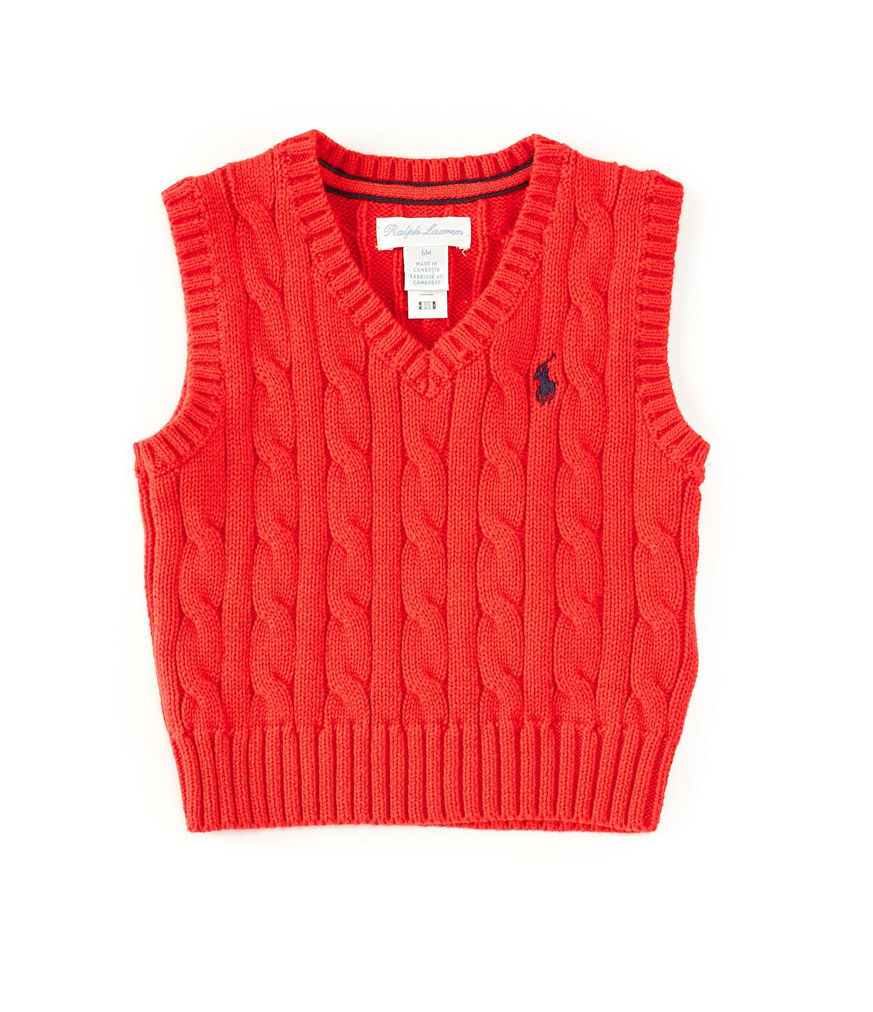 Ralph Lauren Baby Boys 3-24 Months Cable-Knit Cotton Sweater Vest ...
