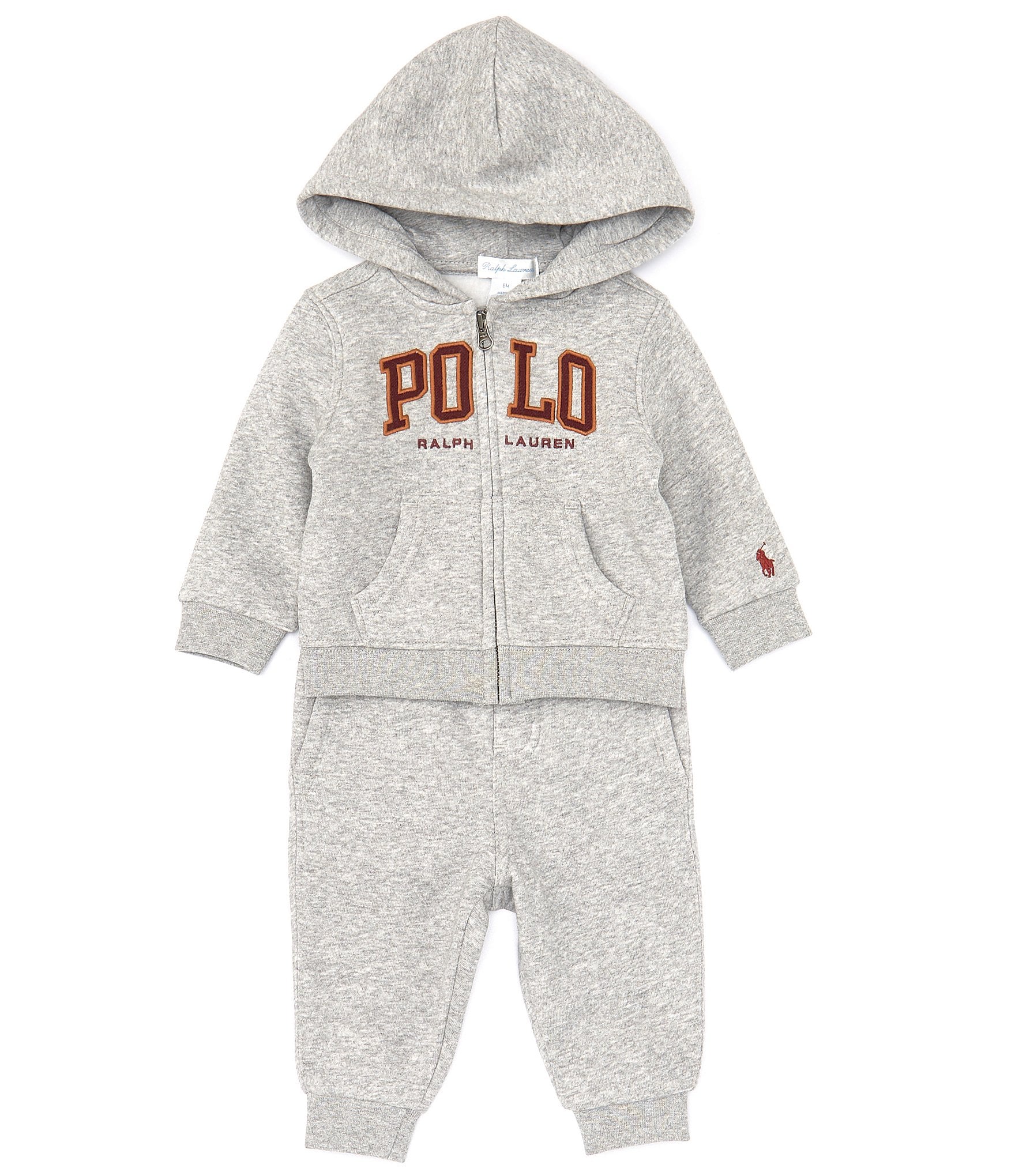 Ralph Lauren Baby Boys 3-24 Months Long Sleeve Logo Fleece Full-Zip ...