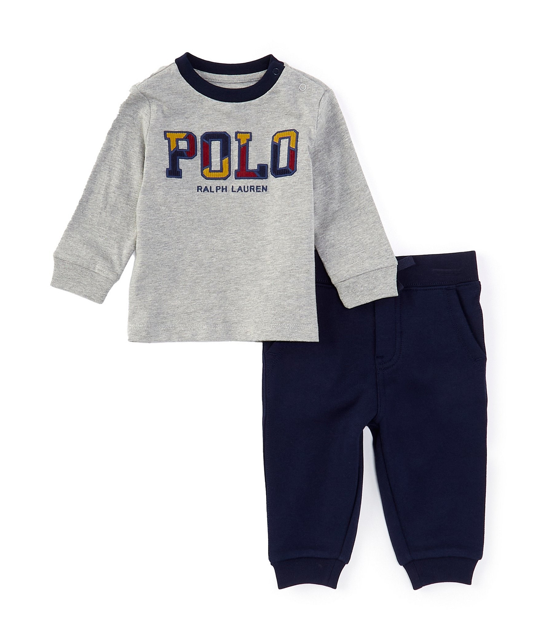 Ralph Lauren Baby Boys 3-24 Months Long Sleeve Logo Jersey T-Shirt & Fleece Jogger Pant Set