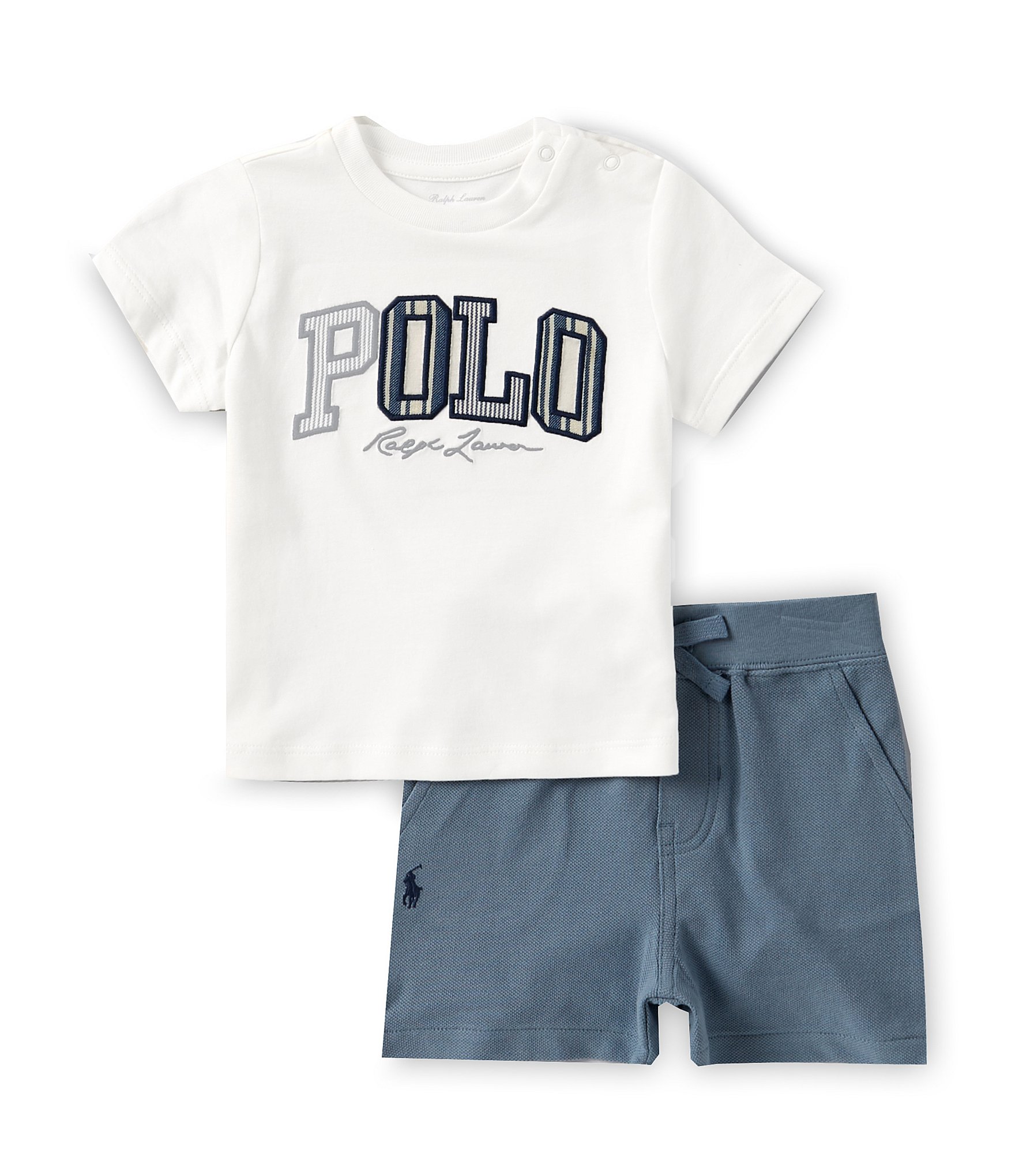 Ralph Lauren Baby Boys 3 24 Months Short Sleeve Logo Jersey T Shirt Mesh Shorts Set Dillard s