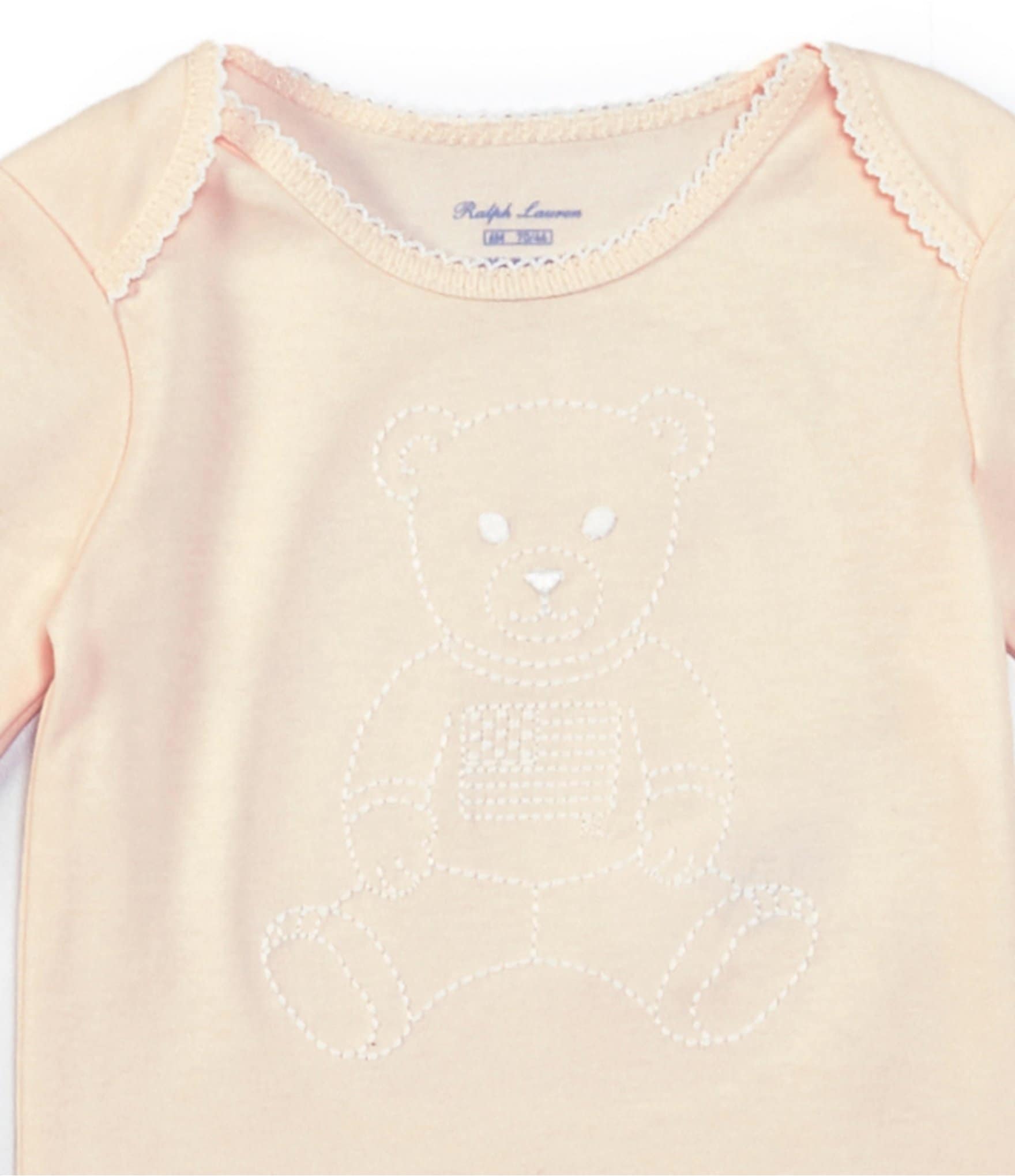 Ralph Lauren Baby Girls 3-12 Months Long-Sleeve Embroidered Polo Bear Bodysuit