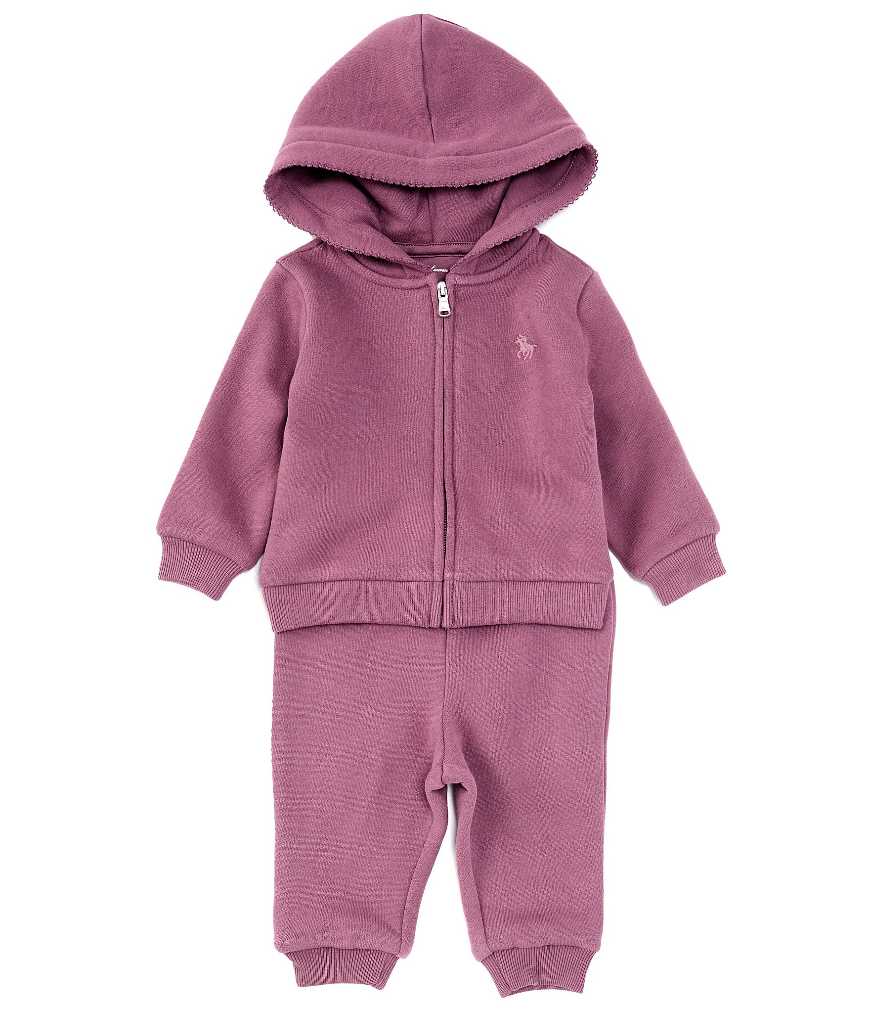 2pcs Baby Boy/Girl Solid Long-sleeve Terry Hoodie and Pants Set