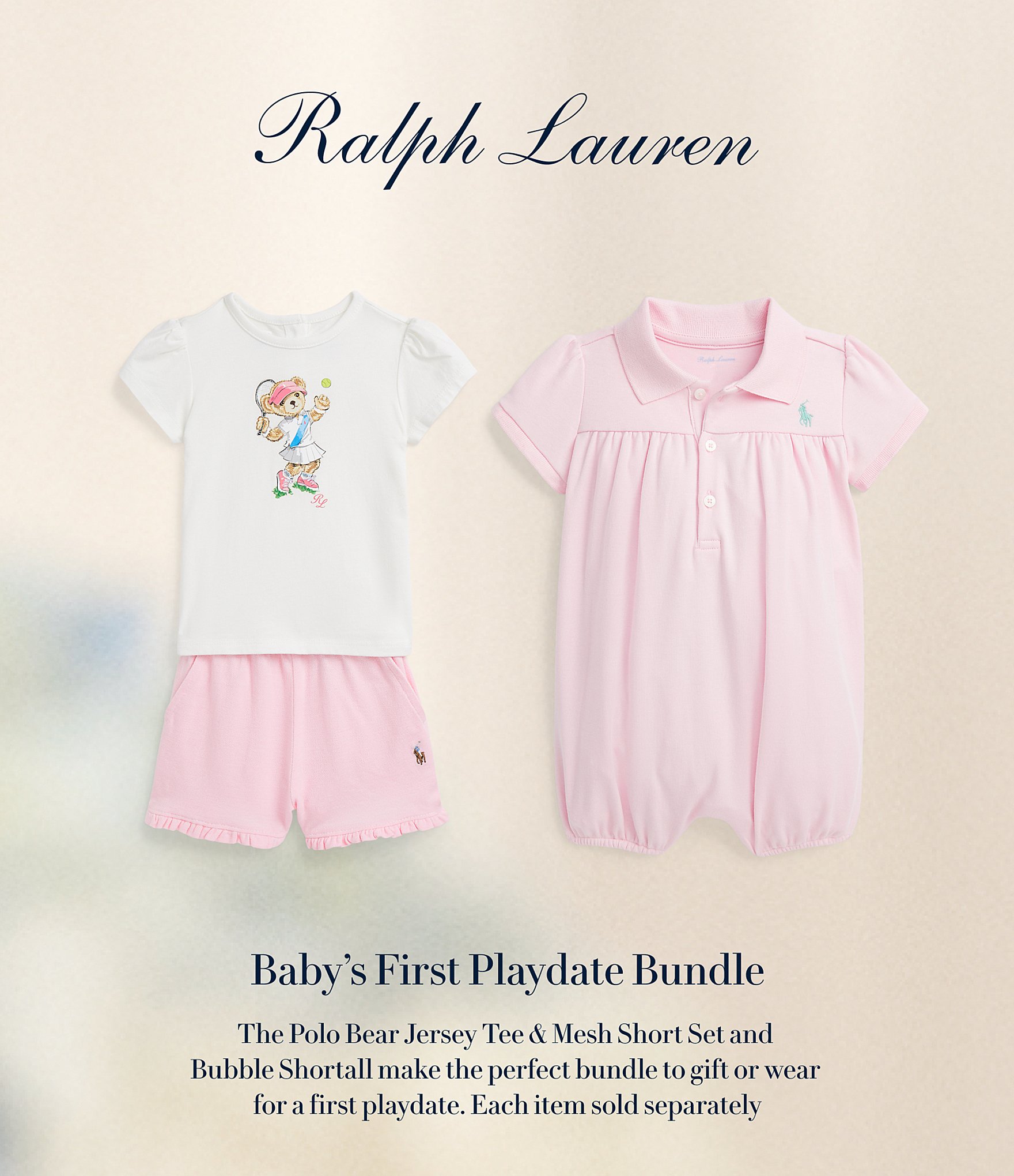 Ralph Lauren Baby Girls 3-24 Months Short Sleeve Interlock Romper