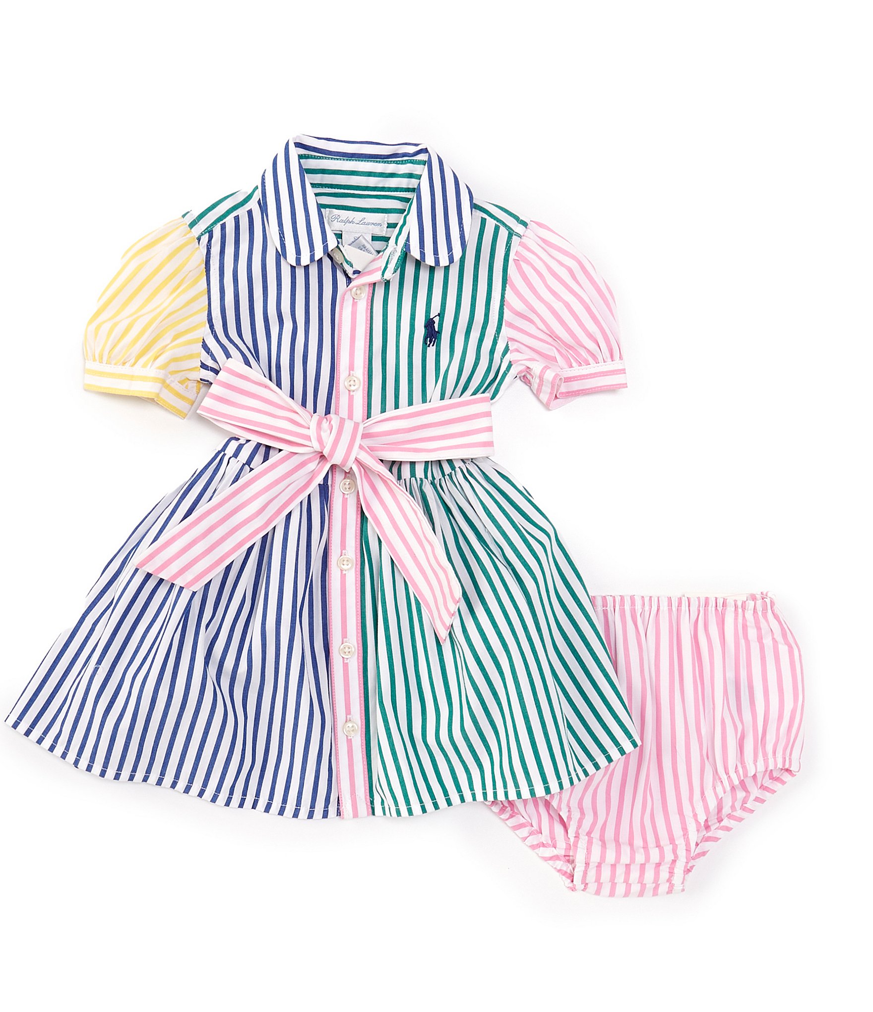 Ralph Lauren Baby Girls 3-24 Months Short Sleeve Striped Fun Shirtdress