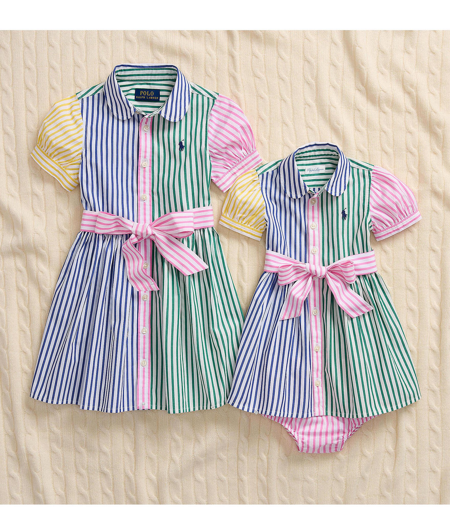 Ralph Lauren Baby Girls 3-24 Months Short Sleeve Striped Fun Shirtdress