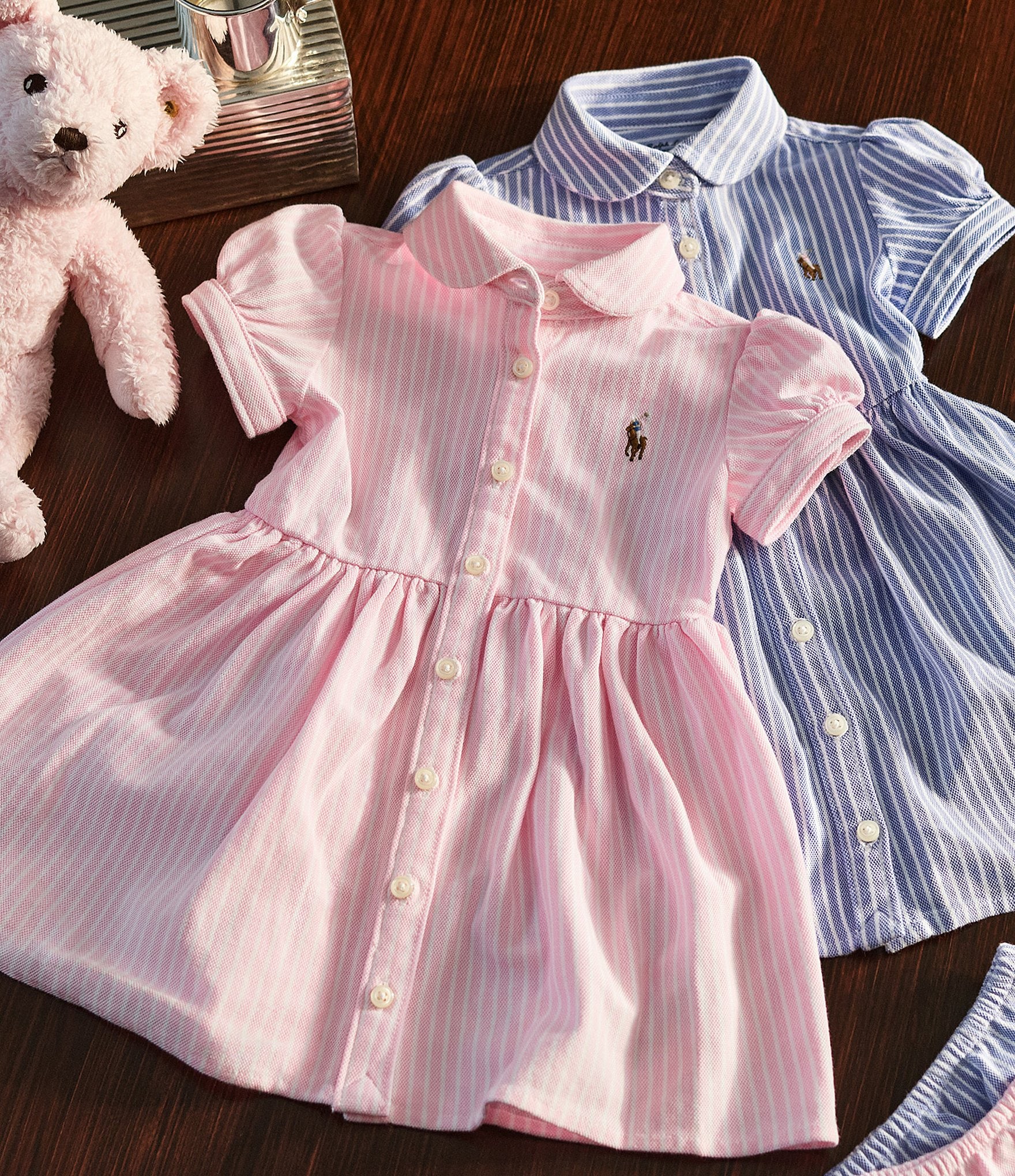 Ralph Lauren Baby Girls 3-24 Months Stripe Knit Oxford Dress & Bloomers Set