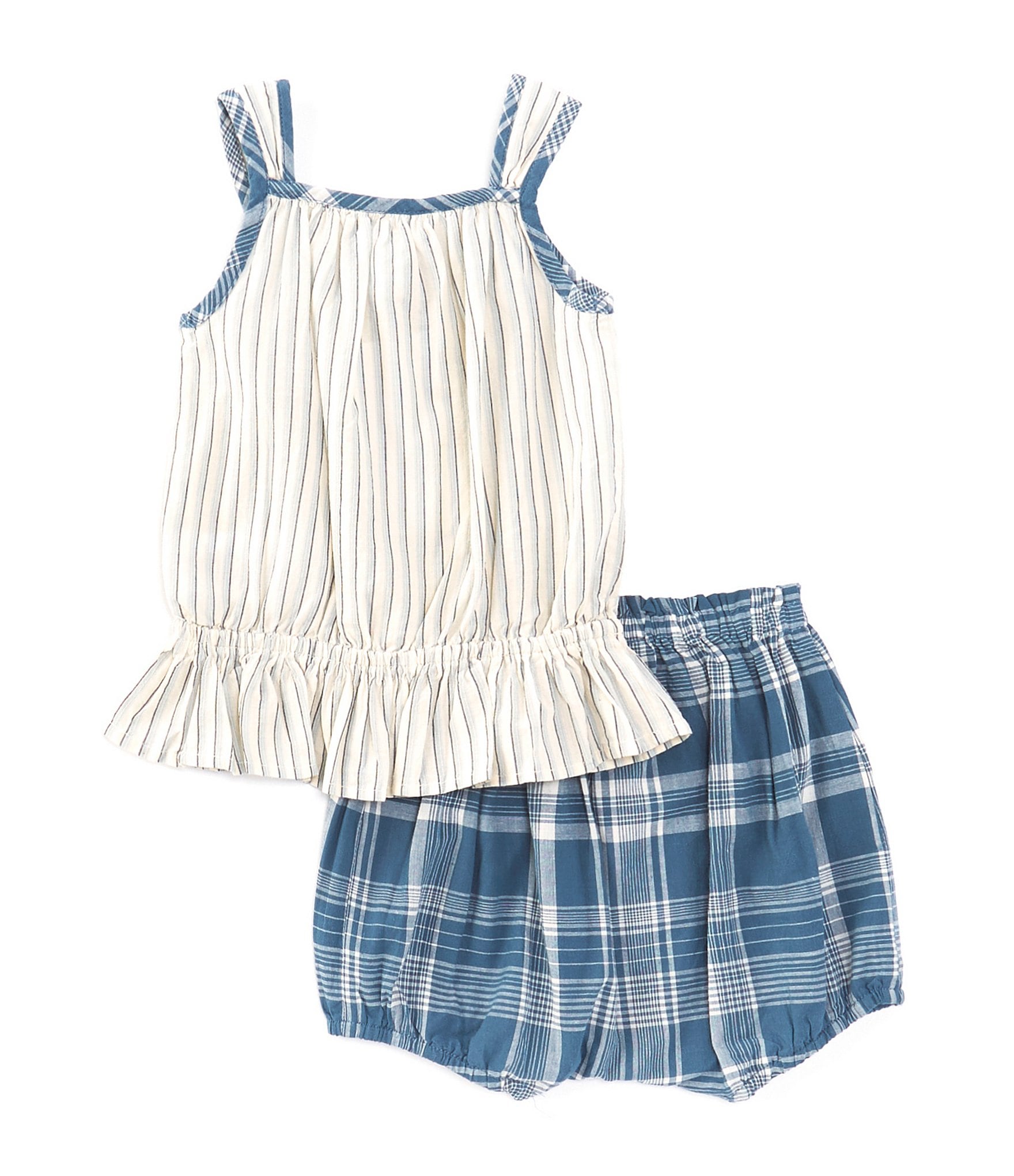 Ralph Lauren Baby Girls 3-24 Months Striped Cotton Top & Plaid Bloomer Set