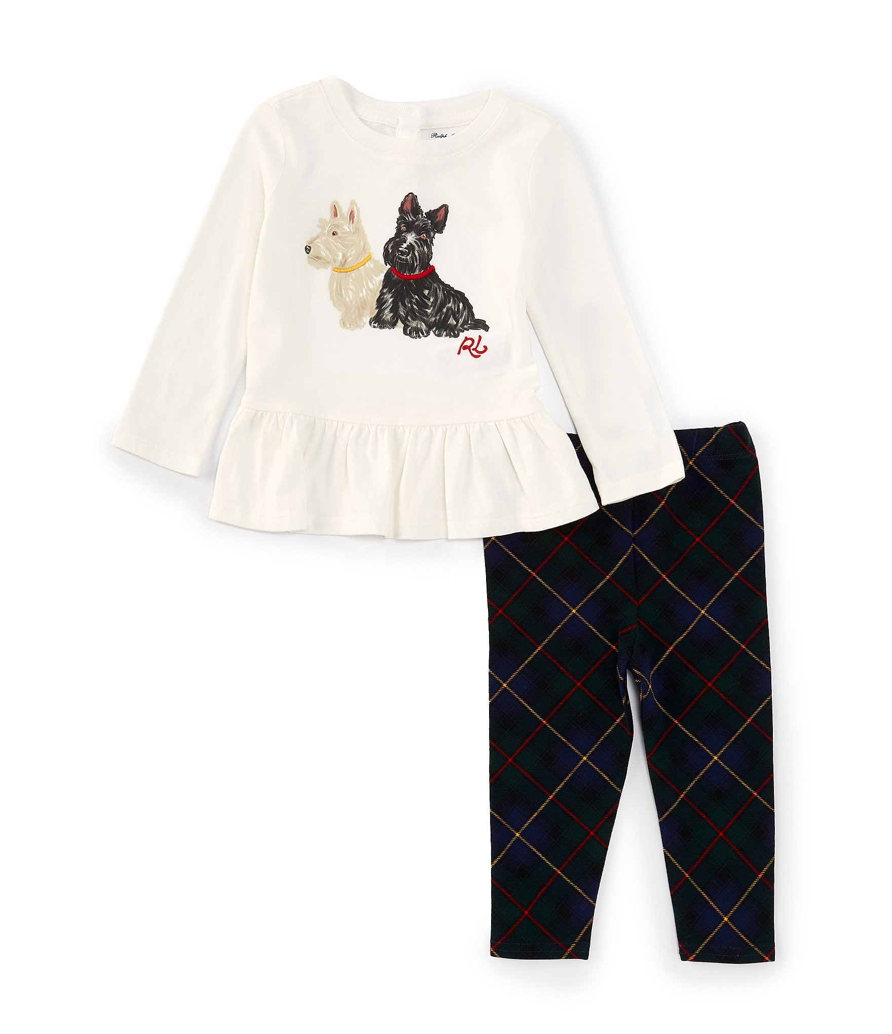 Ralph Lauren Baby Girls 9 24 Months Long Sleeve Dog Print Jersey T Shirt Legging Set Dillard s