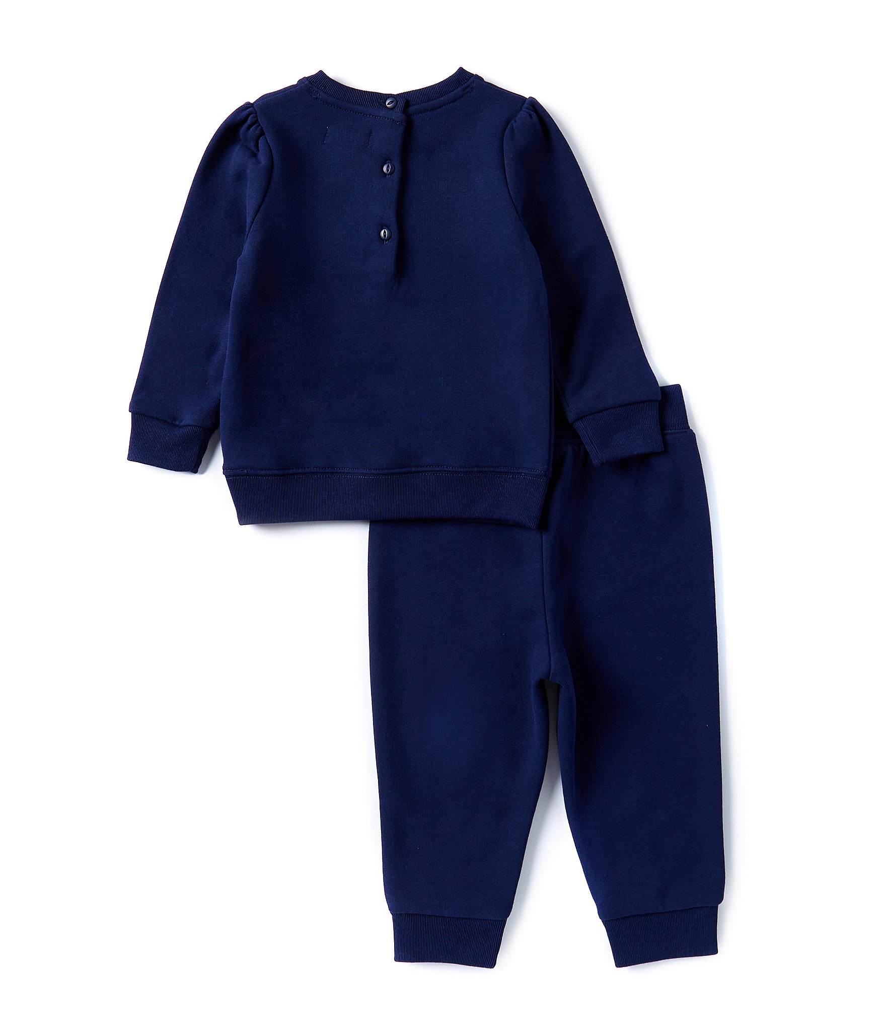 Ralph Lauren Baby Girls 9-24 Months Long-Sleeve Logo Fleece Sweatshirt & Jogger Pant Set