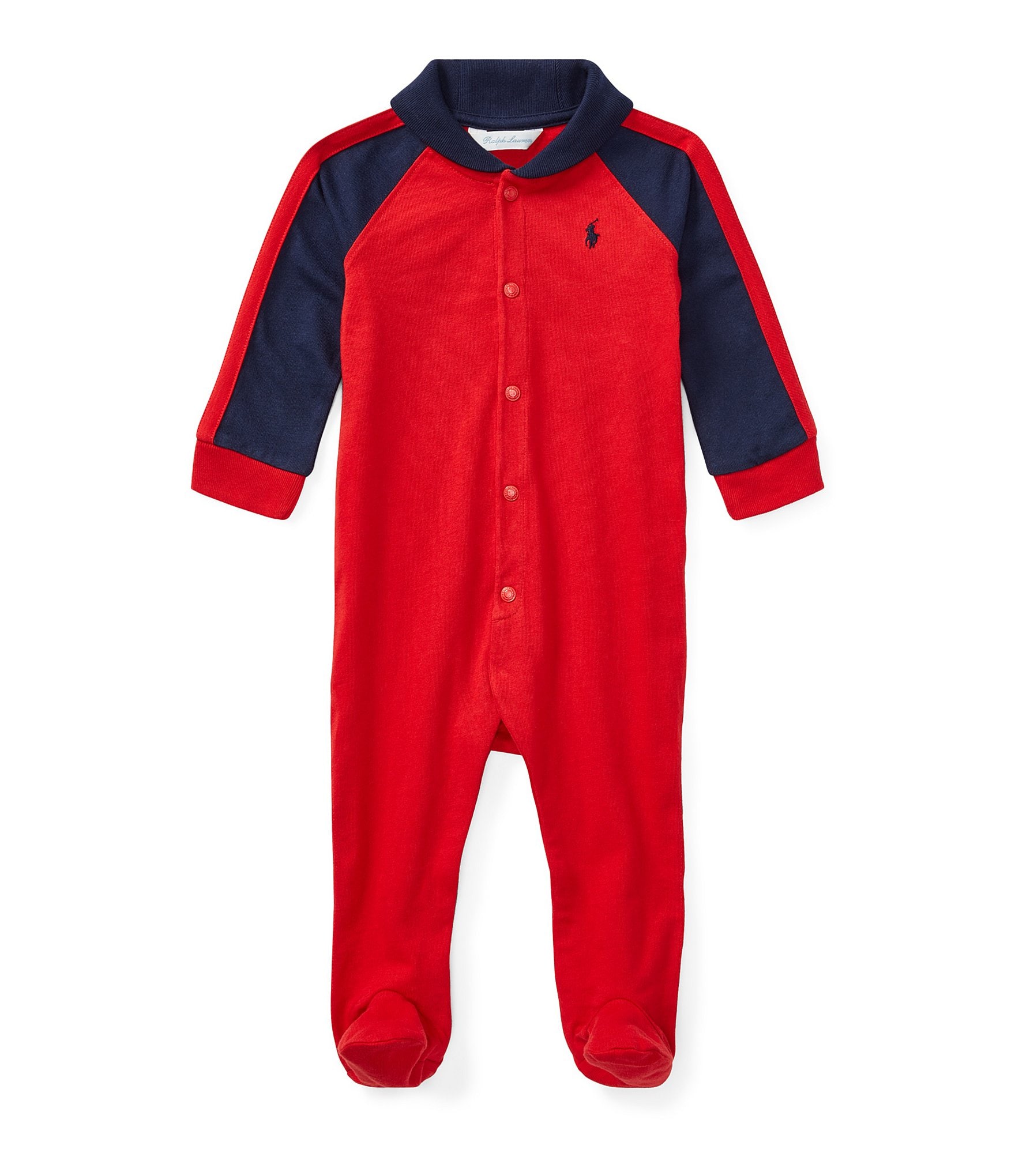 Ralph Lauren Baby Boys Newborn-9 Months Shawl Collar Footie Coverall