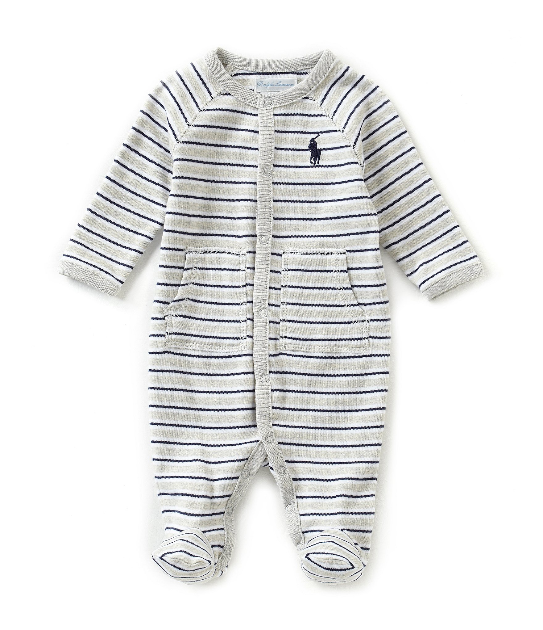 Ralph Lauren Baby Boys Newborn-9 Months Long Sleeve Striped Footie Coverall