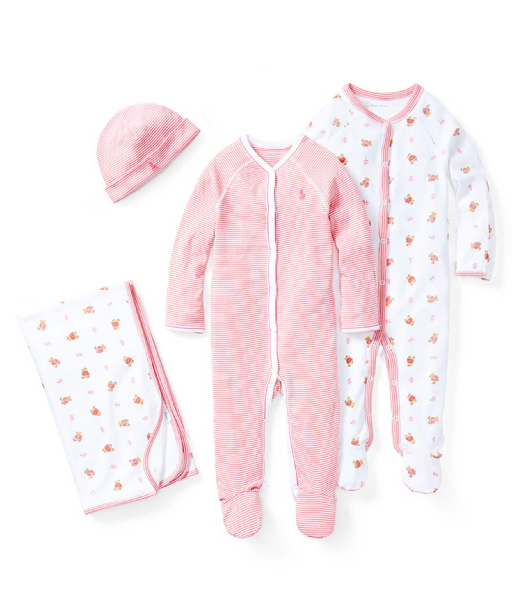 Ralph Lauren Baby Girls Newborn-9 Months Striped Footie Coveralls