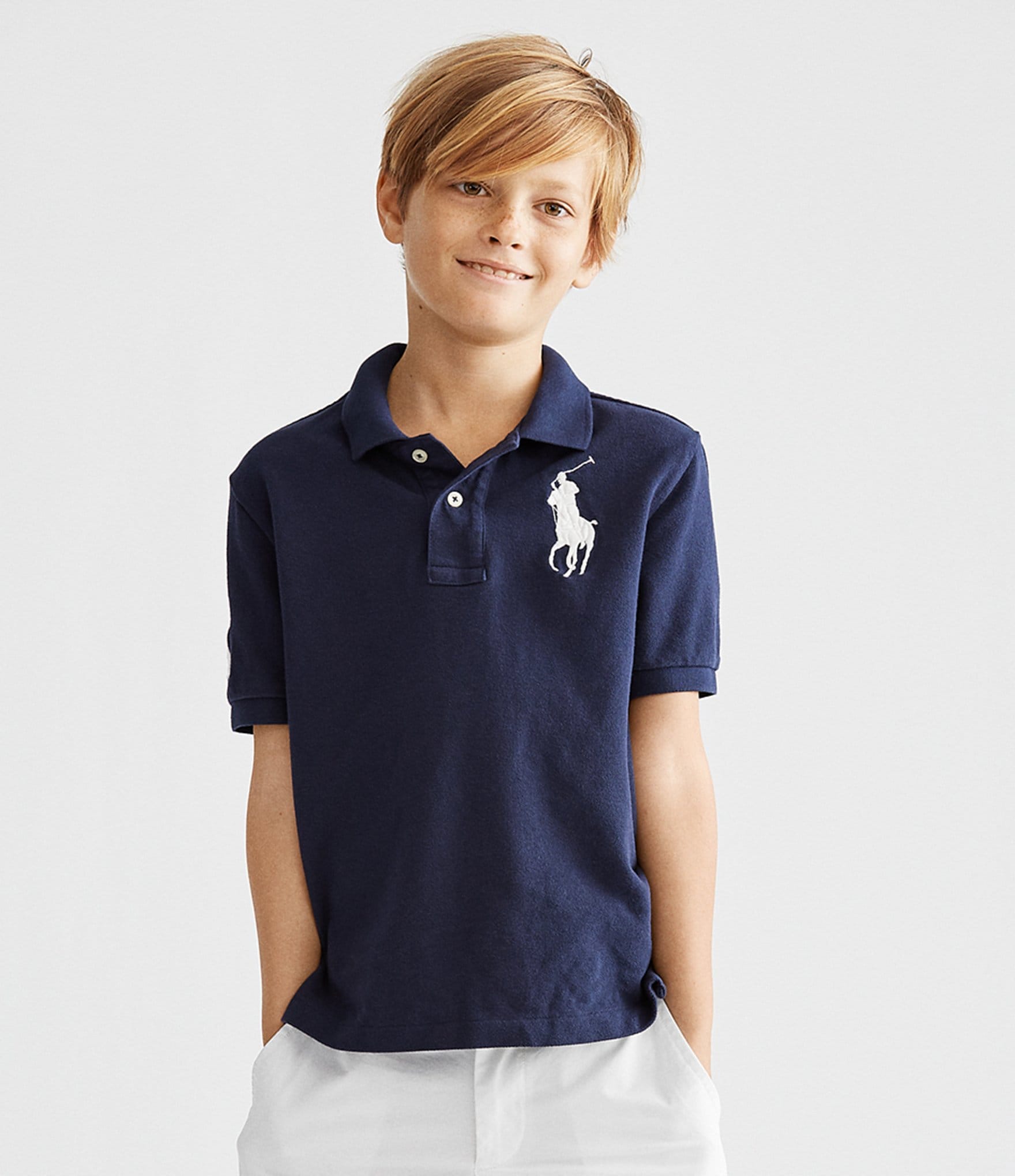 Polo Ralph Lauren Little Boys 2T-7 Short Sleeve Oversized Logo Classic Mesh Polo Shirt