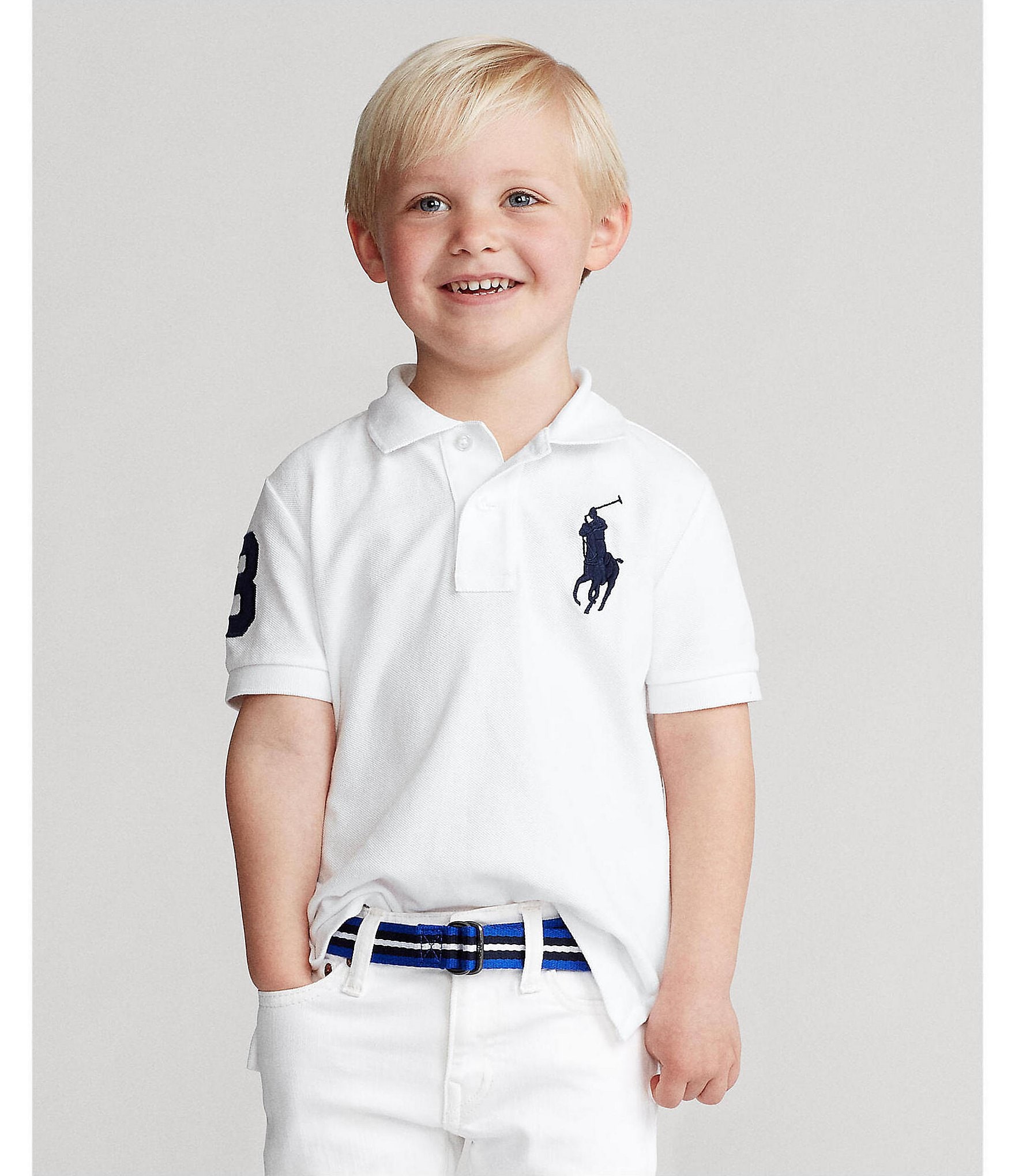 Polo Ralph Lauren Little Boys 2T-7 Short Sleeve Oversized Logo Classic Mesh Polo Shirt