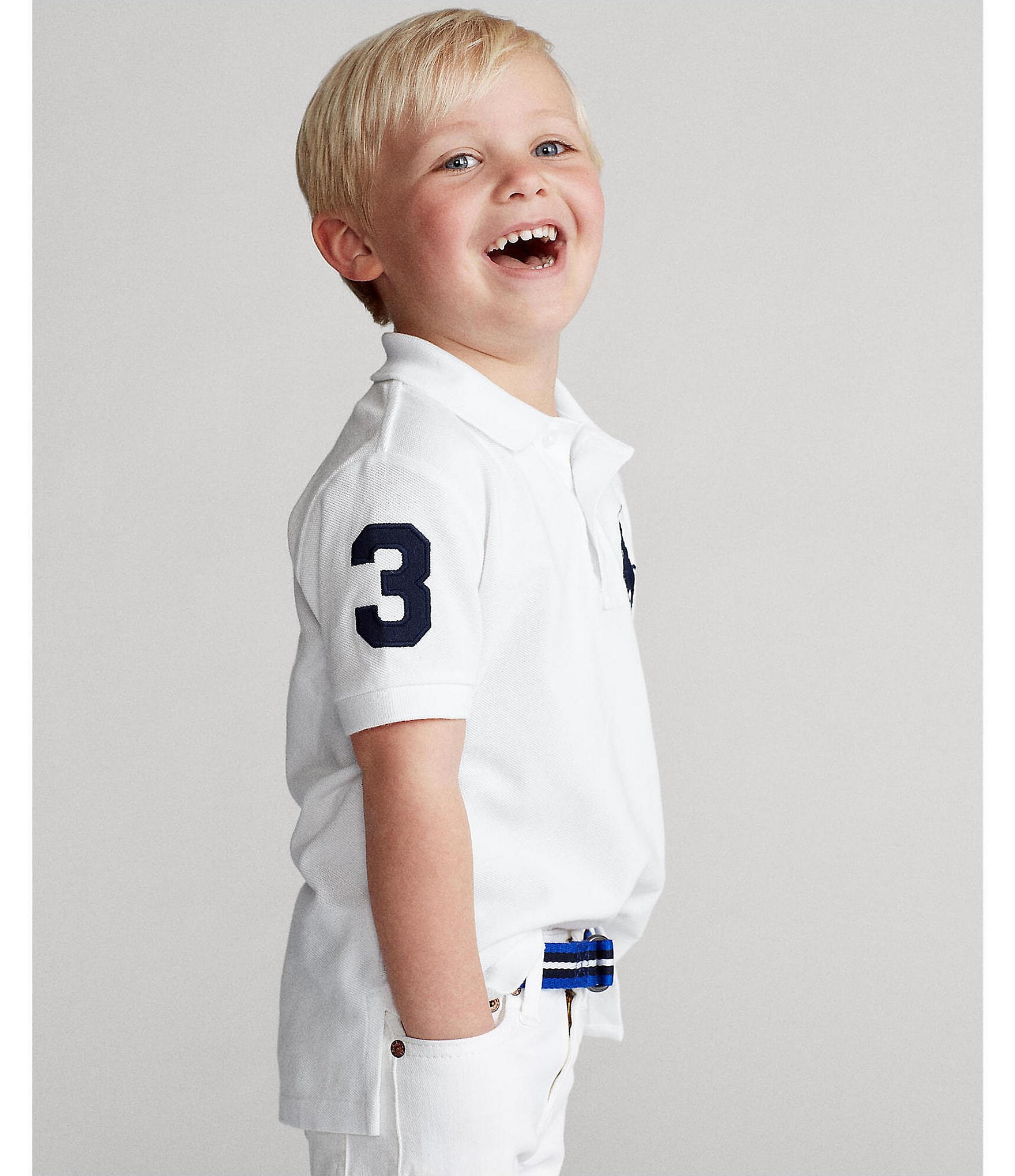 Polo Ralph Lauren Little Boys 2T-7 Short Sleeve Oversized Logo Classic Mesh Polo Shirt