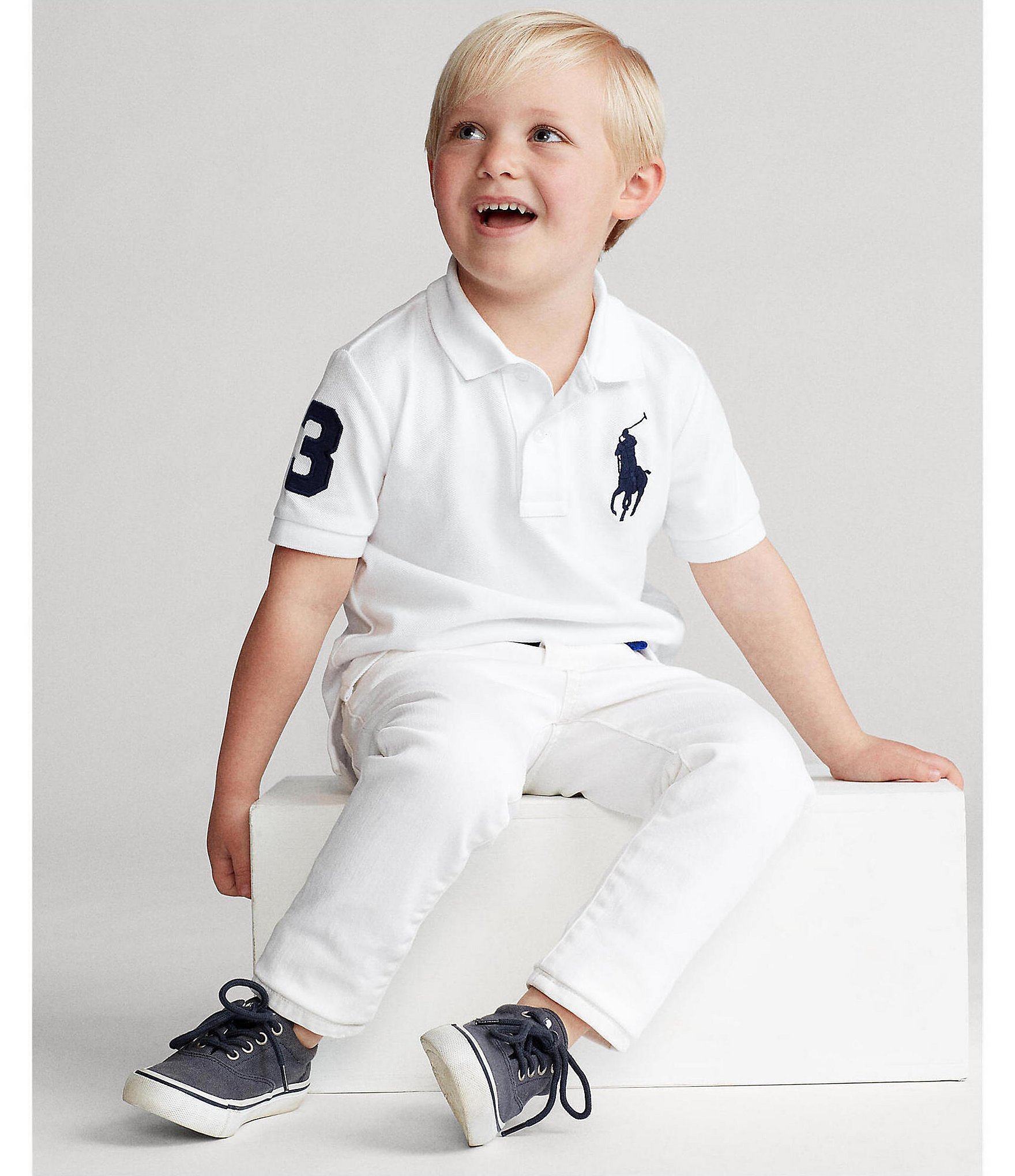 Polo Ralph Lauren Little Boys 2T-7 Short Sleeve Oversized Logo Classic Mesh Polo Shirt