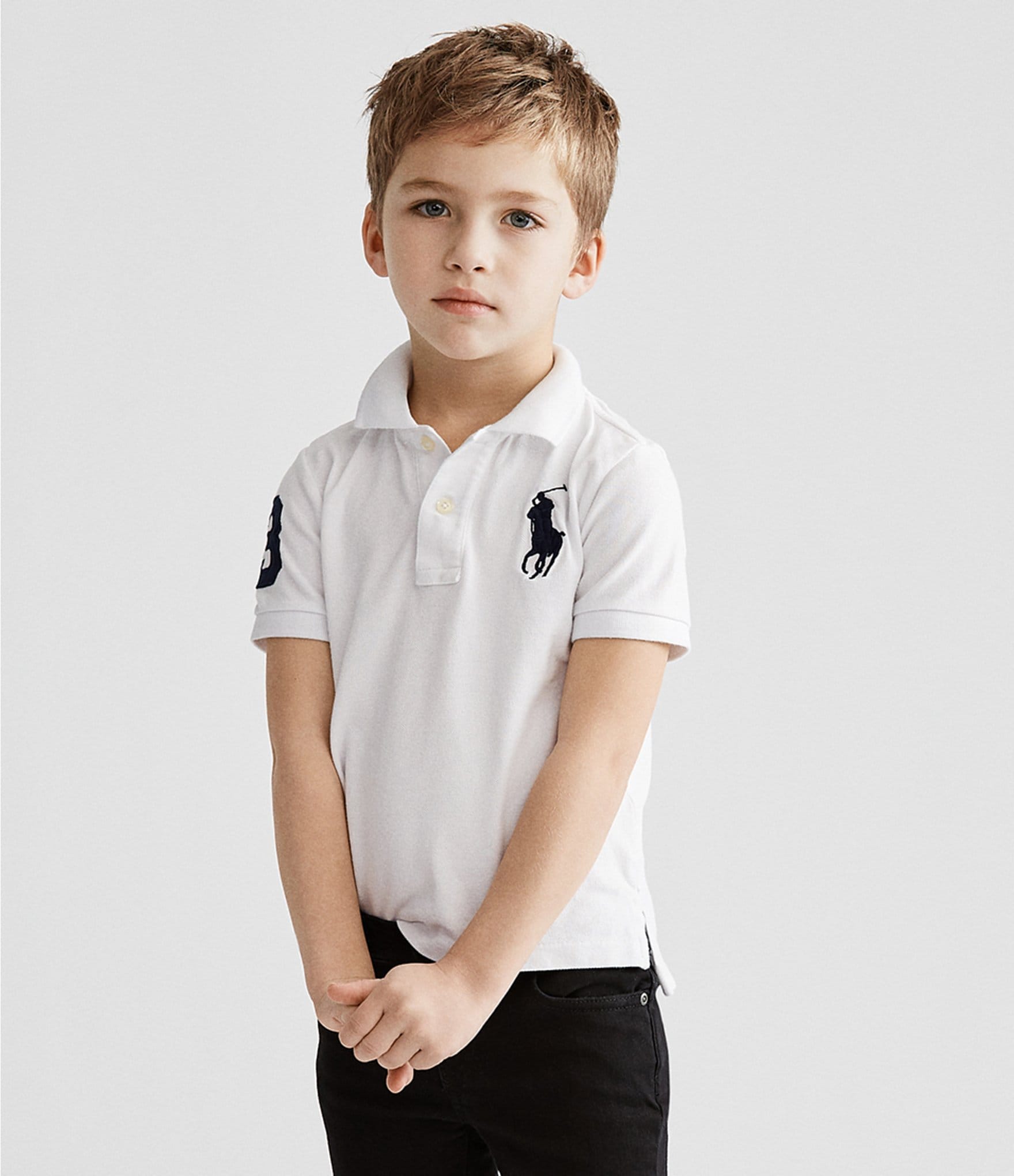 Polo Ralph Lauren Little Boys 2T-7 Short Sleeve Oversized Logo Classic Mesh Polo Shirt