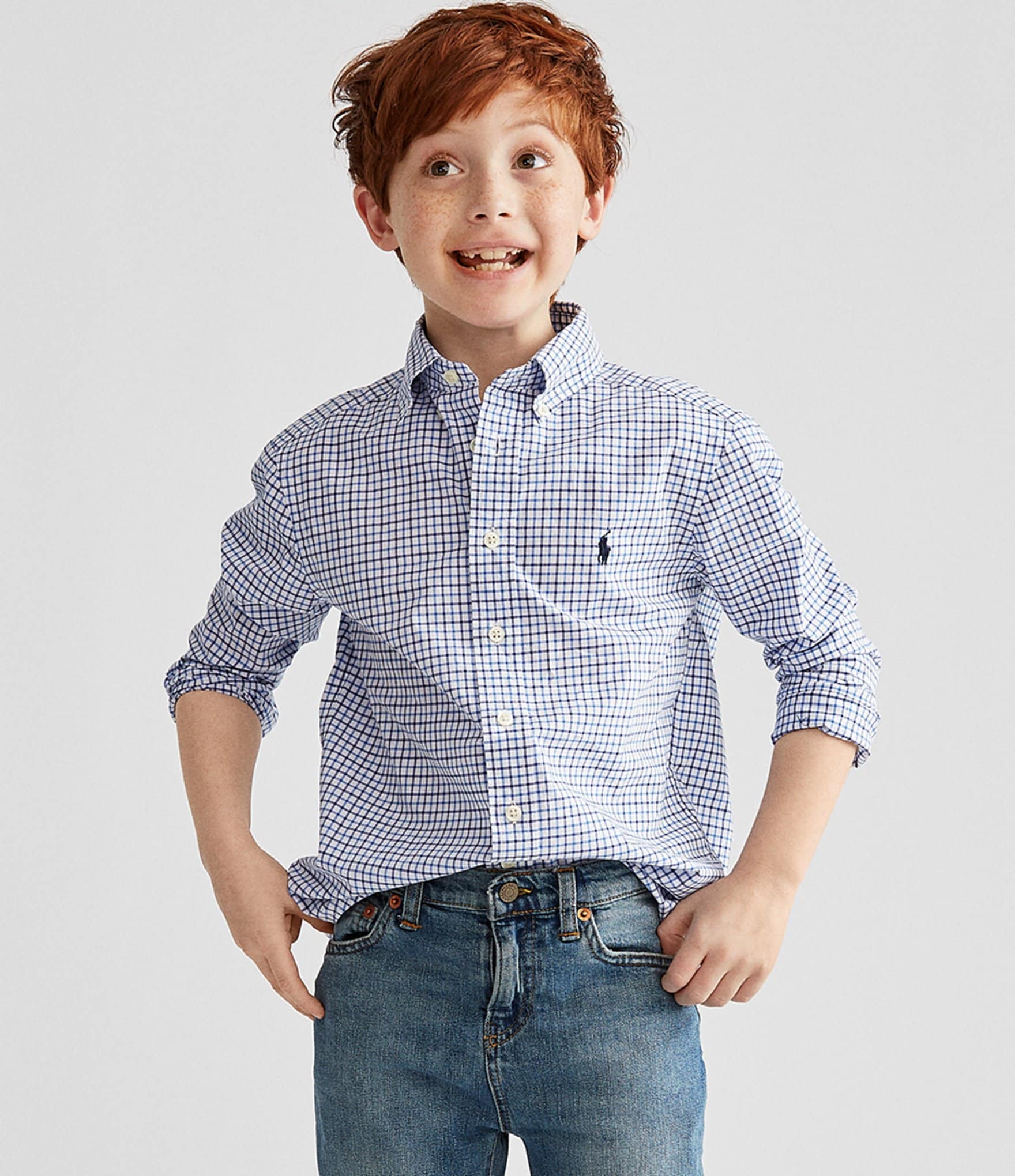 Polo Ralph Lauren Little Boys 2T-7 Long-Sleeve Checked Plaid Poplin Shirt