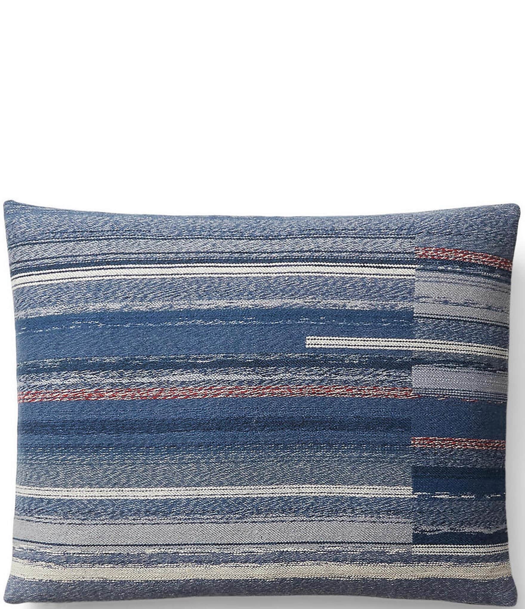 Ralph Lauren Set of White, Grey, Red, and Blue Rustic Throw Pillows