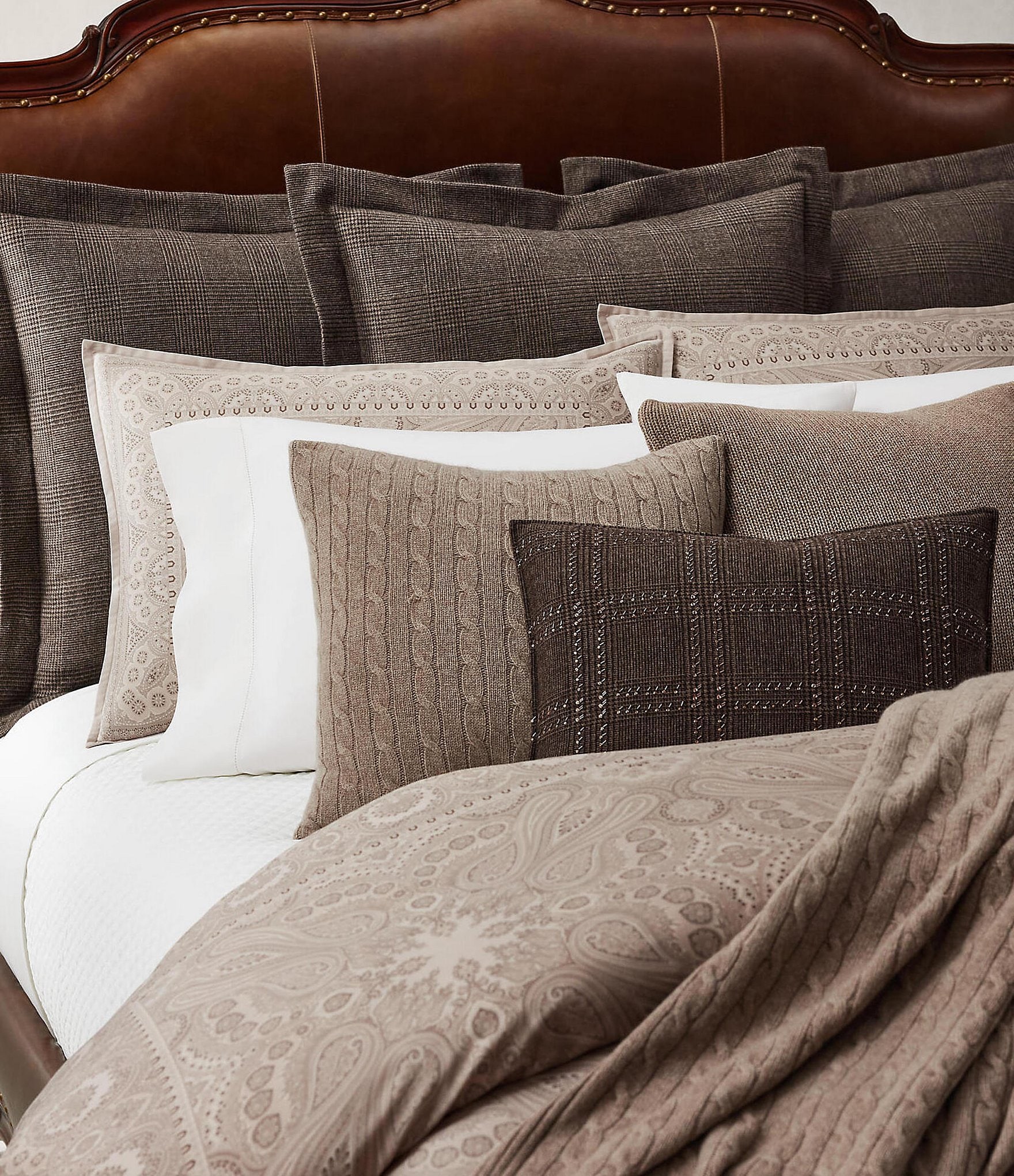 Ralph Lauren Greer Heathered-Cotton Throw Pillow