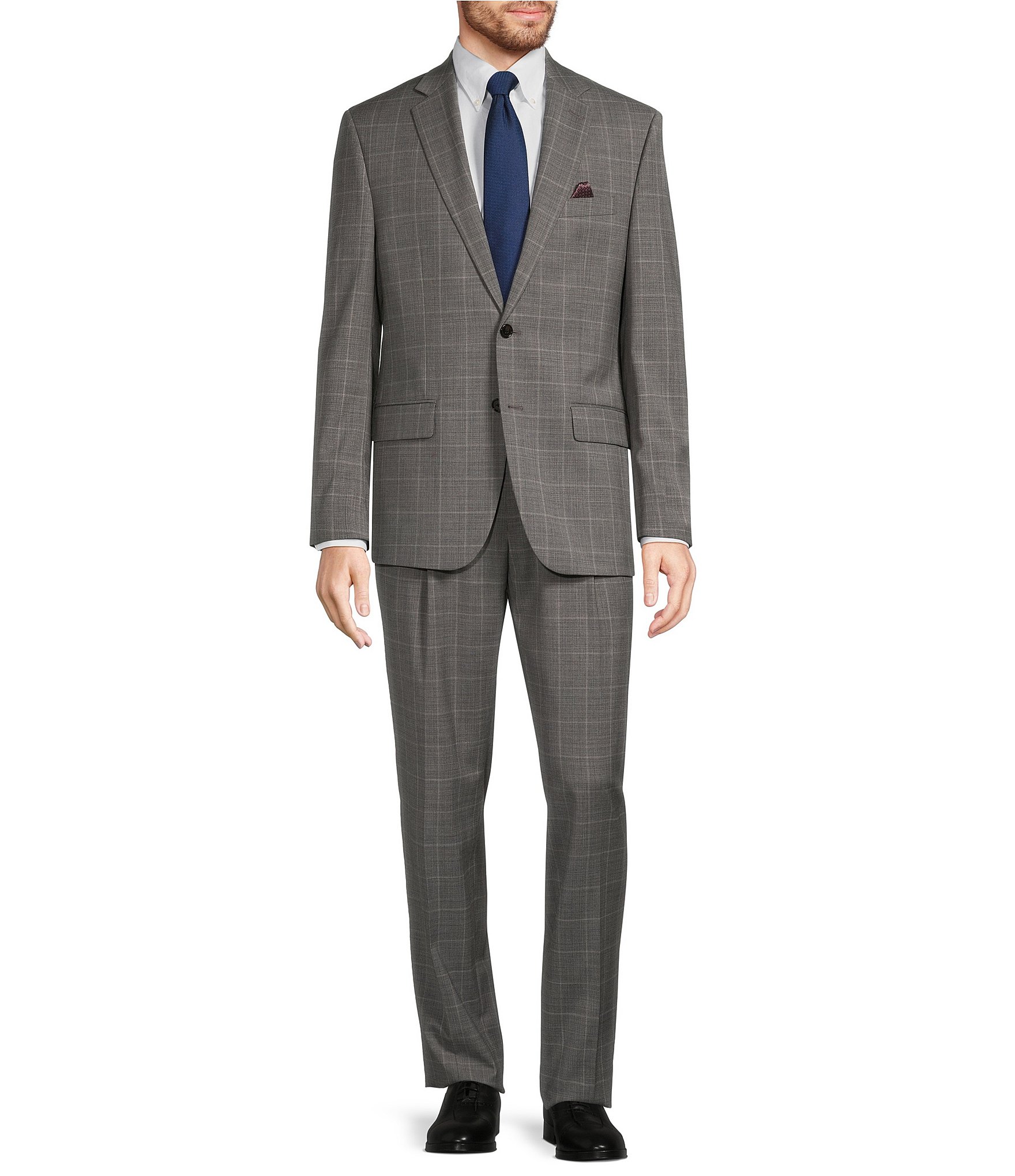 Ralph Ralph Lauren Shadow Windowpane Classic Fit Pleated Wool Stretch 2 ...