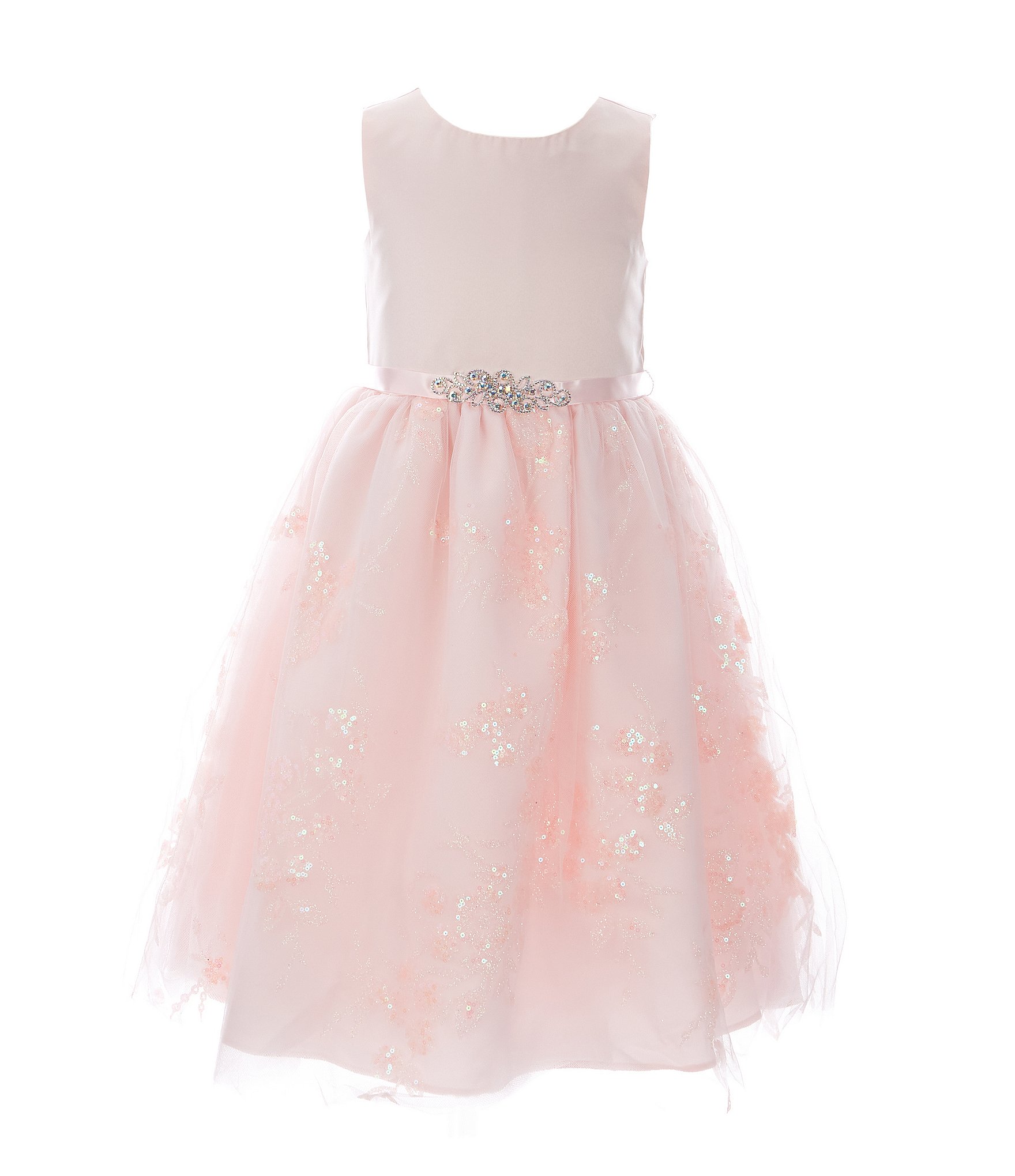 Rare Editions Little Girls 2T-6X Satin/Glitter-Floral A-Line Dress ...