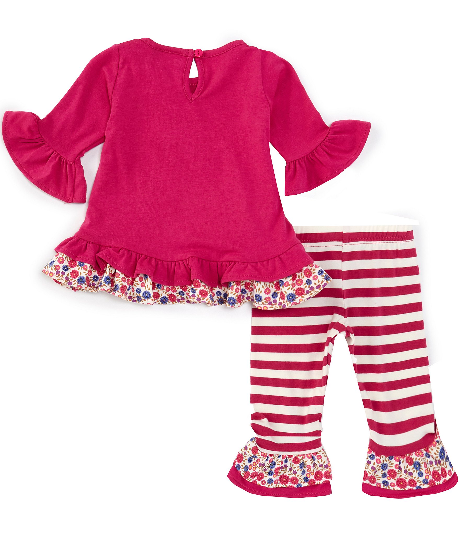 Rare Editions Baby Girls 3-24 Months 3/4 Sleeve Elephant Applique Tunic Top & Striped Leggings Set