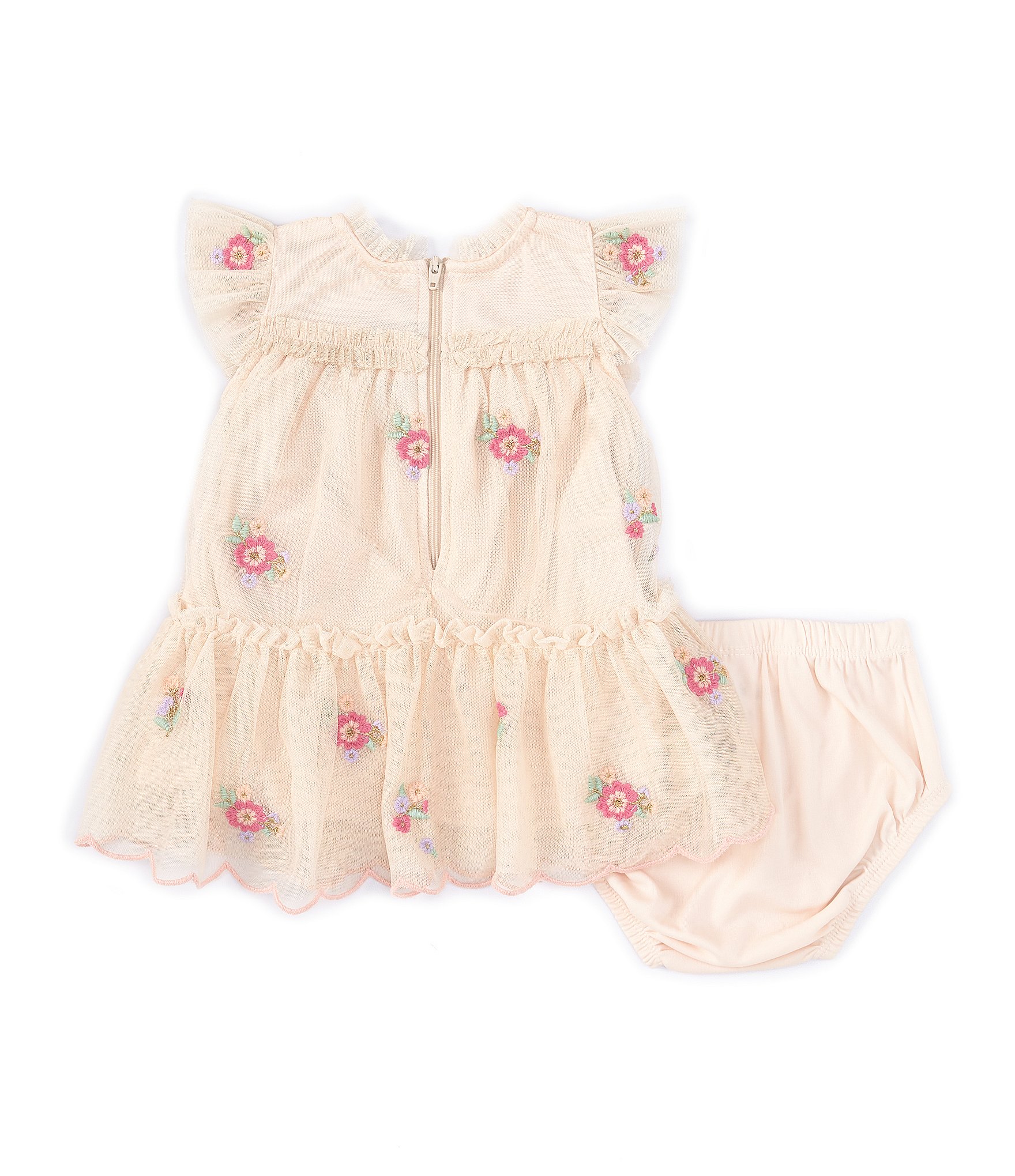 Rare Editions Baby Girls 3-24 Months Cap Sleeve Floral-Embroidered Chiffon Empire-Waist Dress