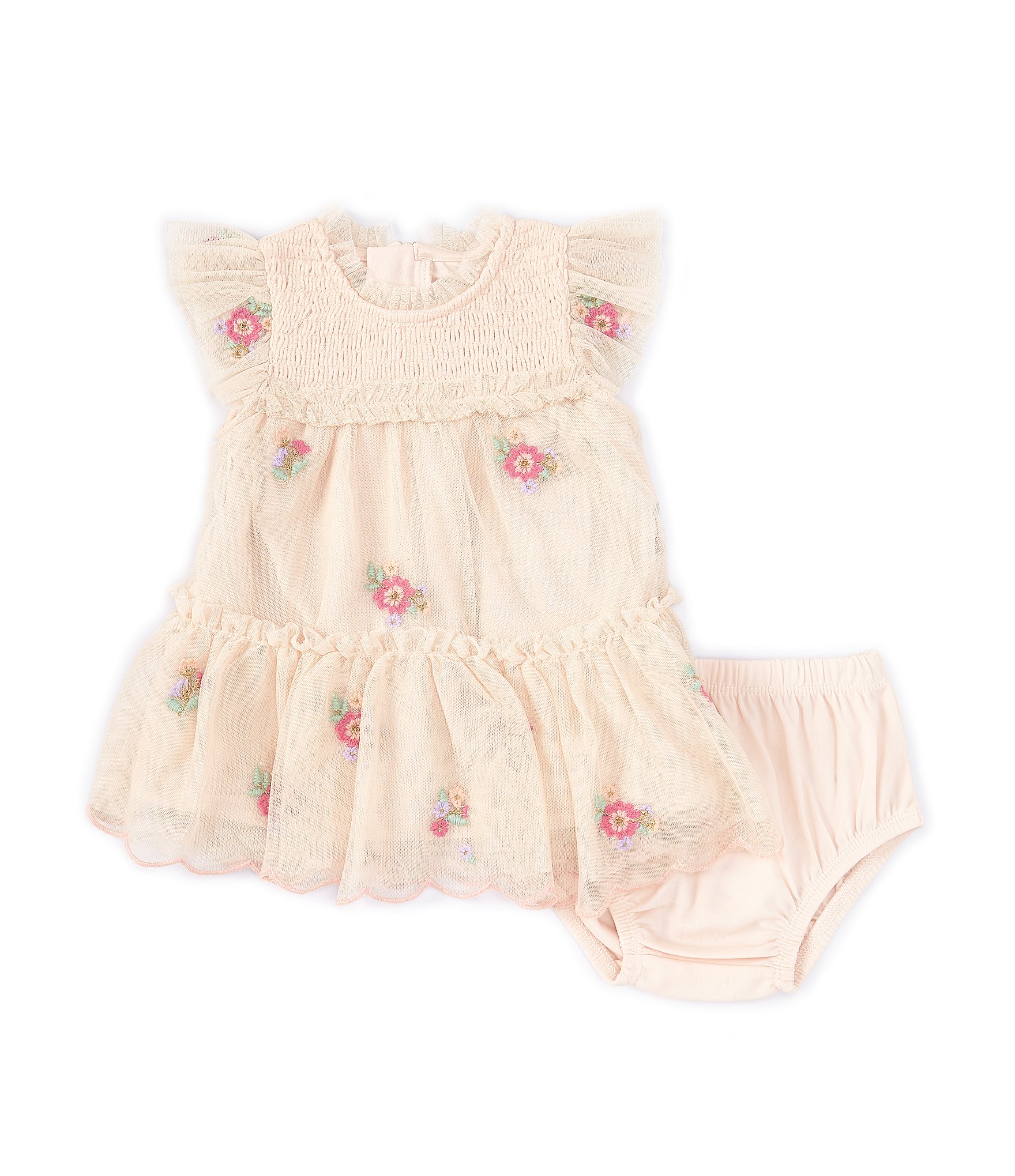 Rare Editions Baby Girls 3-24 Months Cap Sleeve Floral-Embroidered Chiffon Empire-Waist Dress