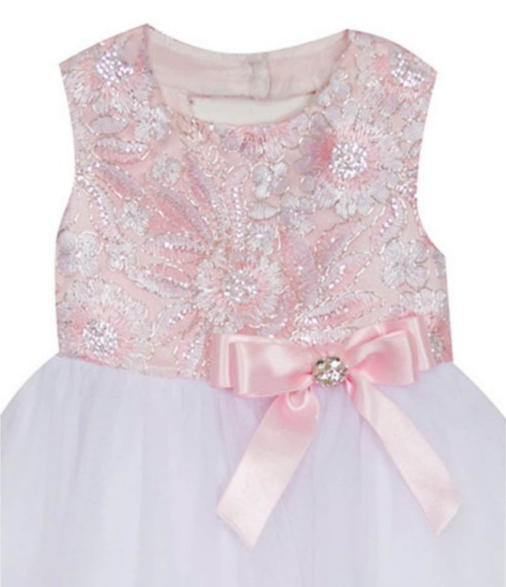 Rare Editions Baby Girls 3-24 Months Embroidered/Tiered Mesh Fit-And-Flare Dress