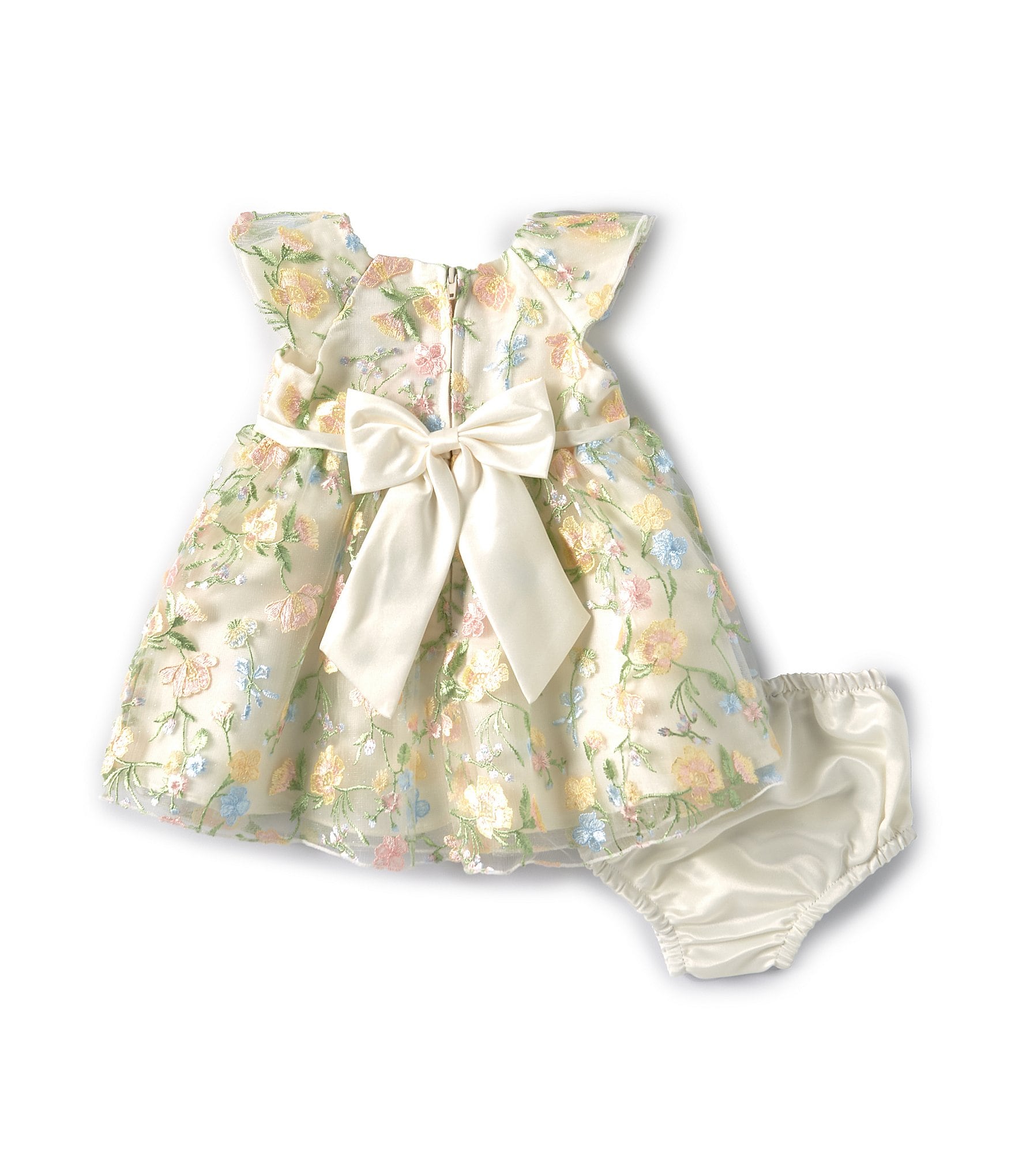 Rare Editions Baby Girls 3-24 Months Floral Embroidered Glitter-Accented Mesh Fit & Flare Dress