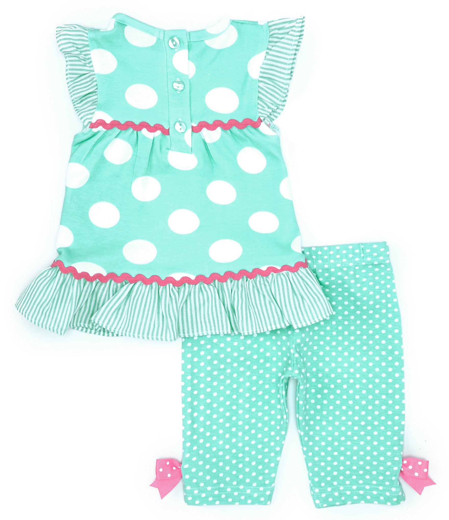 Rare Editions Baby Girls 3-24 Months Flutter Sleeve Large Dot Tunic Top & Solid Leggings Set