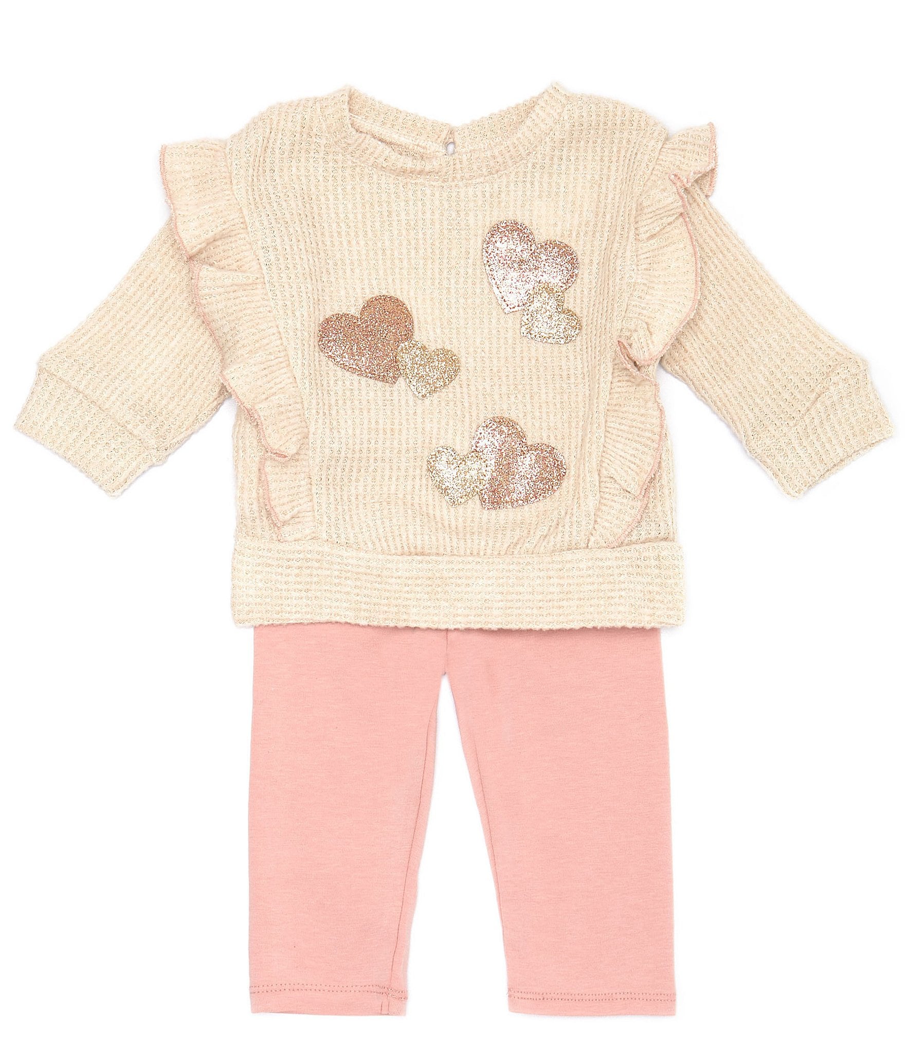Rare Editions Baby Girls 3-24 Months Long Sleeve Foiled-Heart Applique ...