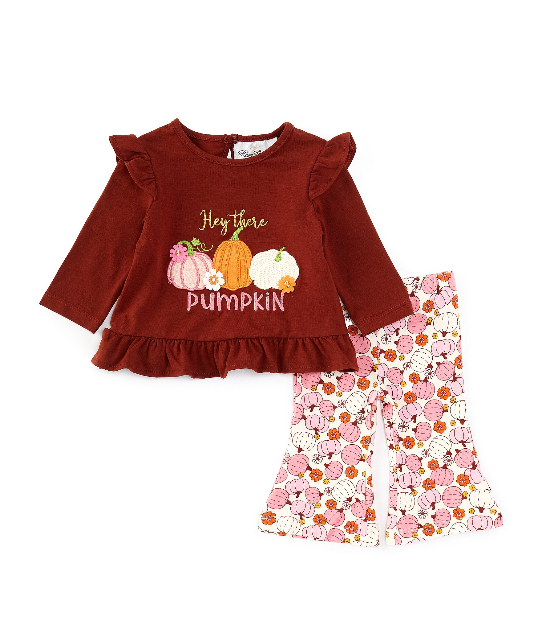 Rare Editions Baby Girls 3-24 Months Long Sleeve Hey There Pumpkin T-Shirt & Pumpkin-Printed Leggings Set